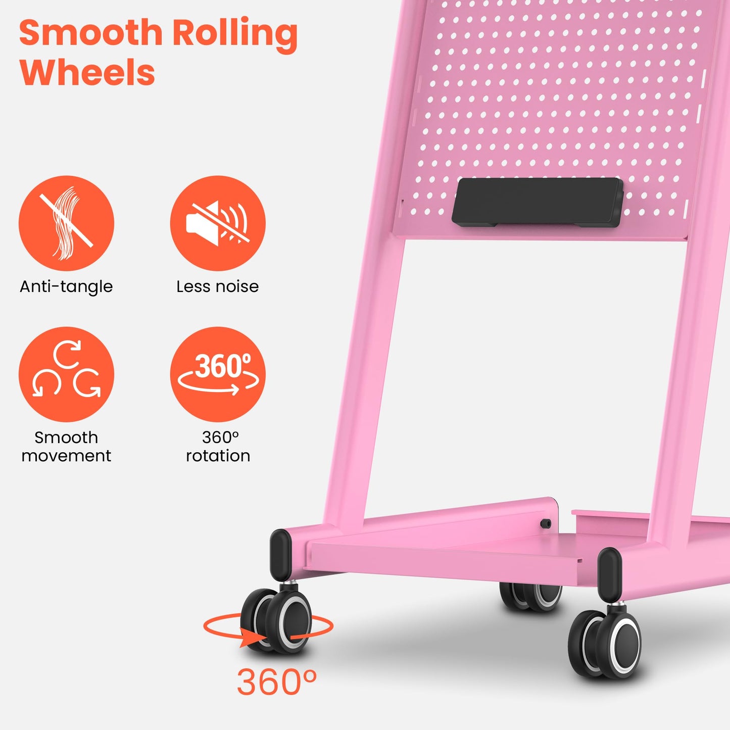 TASALON Premiu Multifunctional Rolling Workstation Table with 360 Degree Mute Universal Wheel for Tattoo Work,Beauty Salon Spa Stools Service Storage Tray with Pegboard - Pink