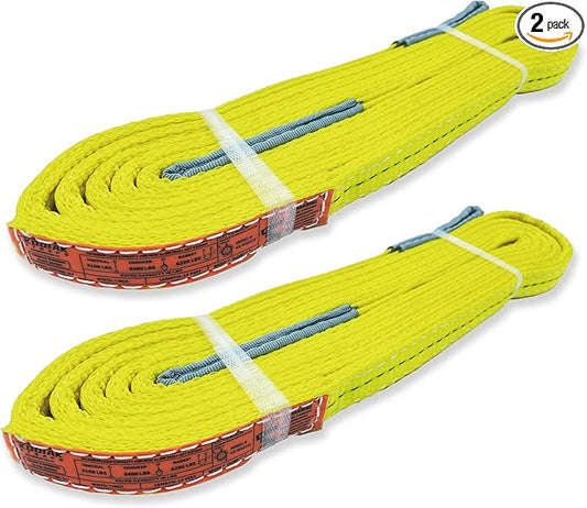 2-Ply Lifting Straps 1”x 12ft Webbing Sling Tree Saver 2Pack Heavy Duty Web Strap Rigging Moving Towing Hoisting Gear KODIAK STRAPS