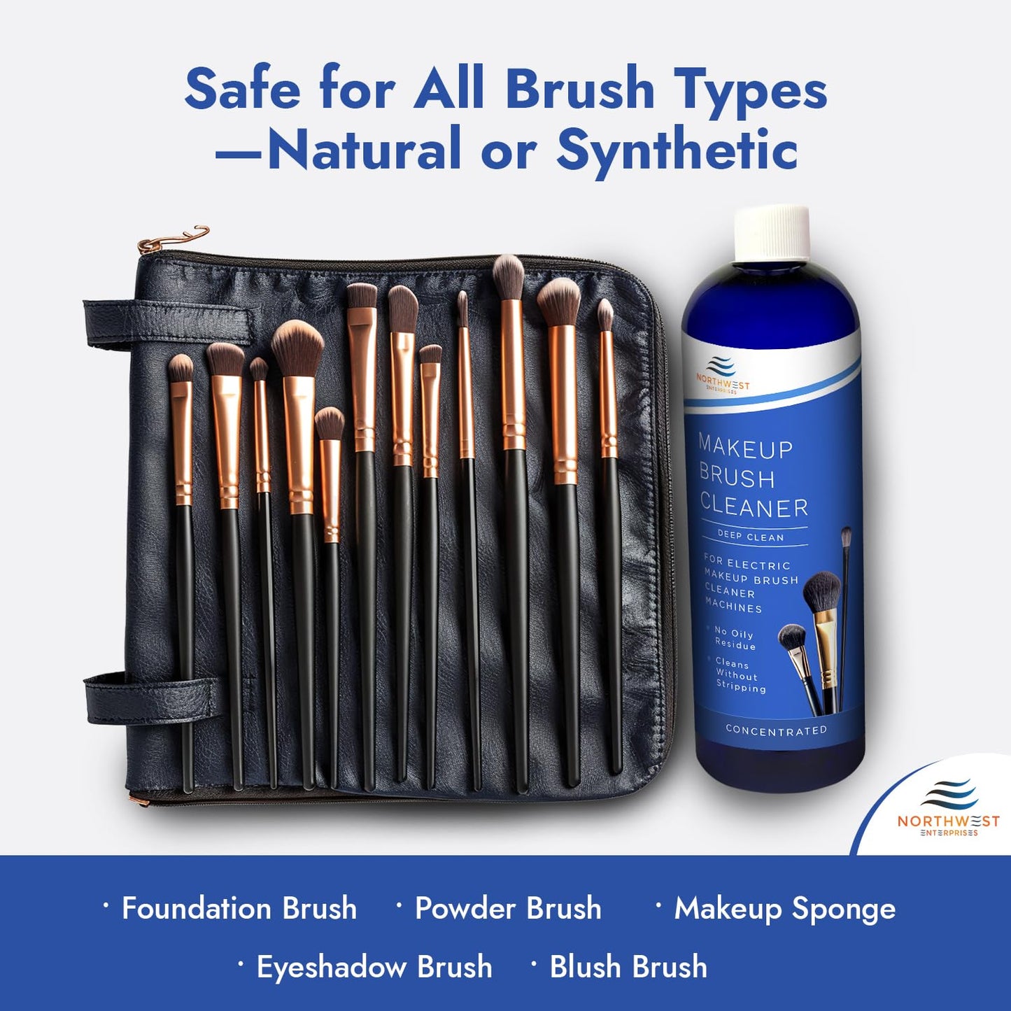 NORTHWEST ENTERPRISES Makeup Brush Cleaner Solution for Electric Makeup Brush Cleaner Machines - Professional Grade (16 ounces)