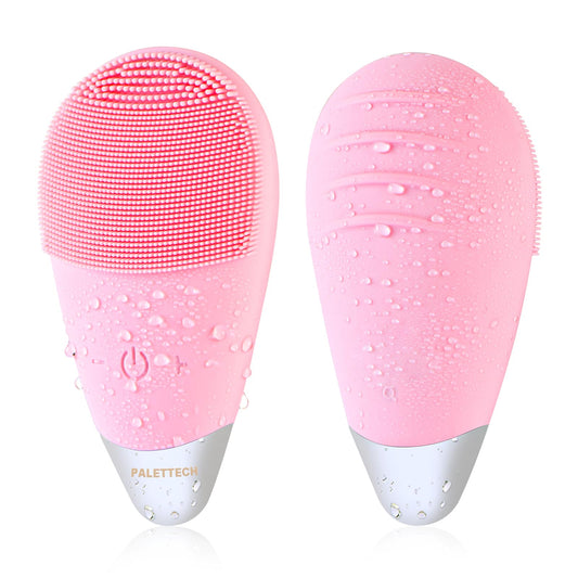 Facial Cleansing Brush, Rechargeable Silicone Face Scrubber with 5 Cleansing Modes, Portable Vibrating Exfoliator Scrubber for Deep Cleaning, Waterproof Face Brush for Women(Pink)