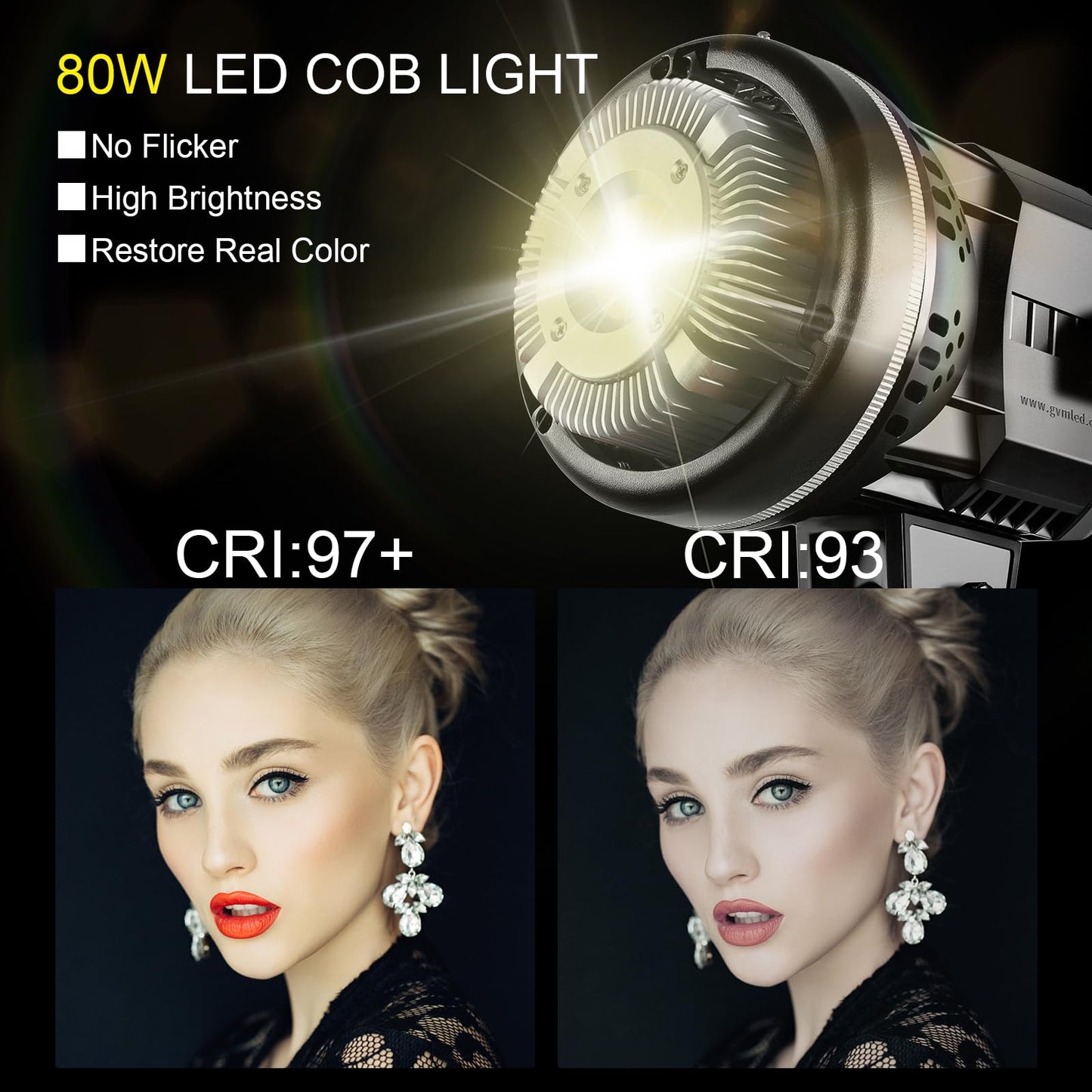 GVM 80W Softbox Lighting Kit with APP Control, Professional Studio Photography Lighting with Digital Display, LED Video Light Color Temperature 5600K and CRI 97+ for Portrait Product Fashion Shoot