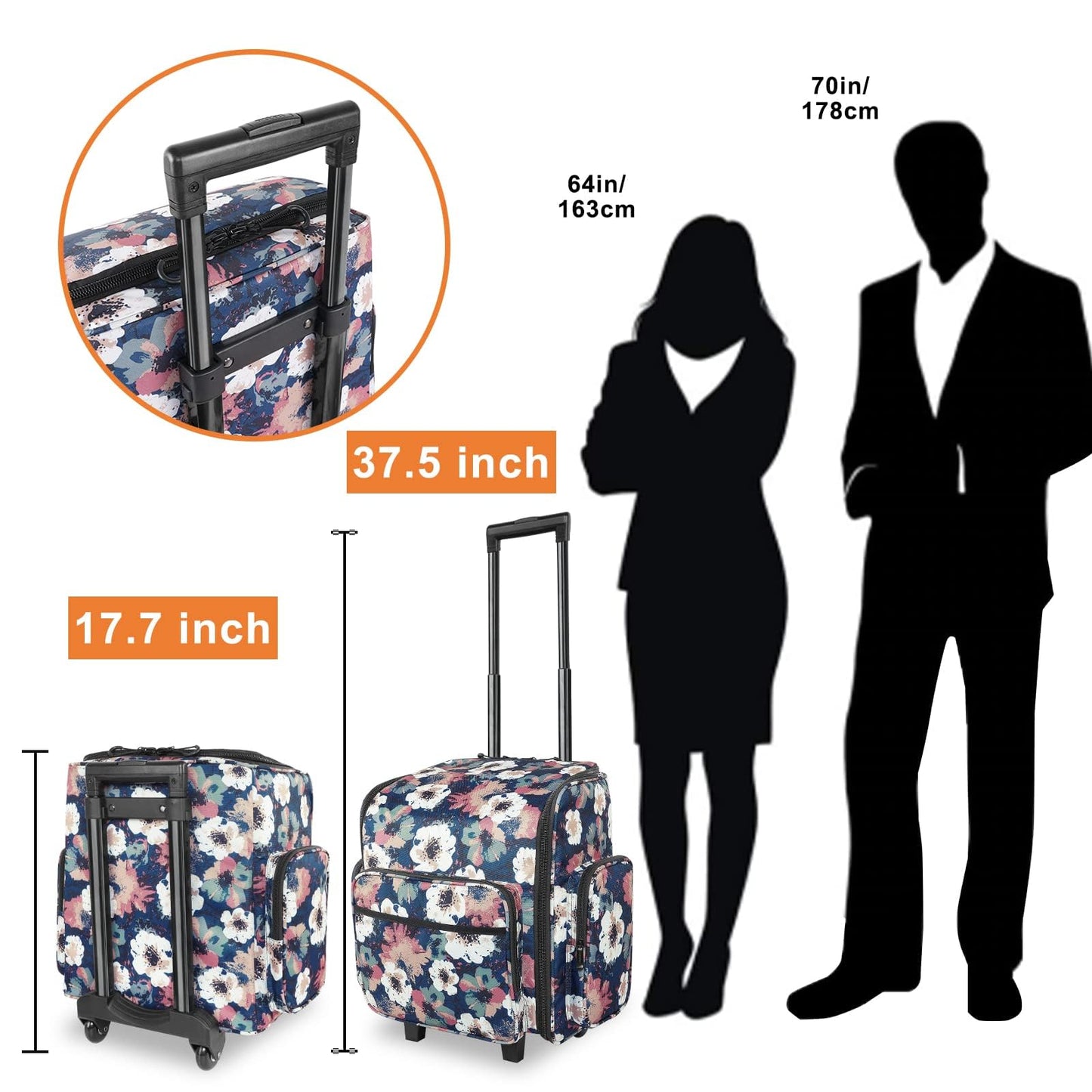 YOREPEK Large Rolling Craft Bag Wheels, Briefcase Gift for Crafter Teacher