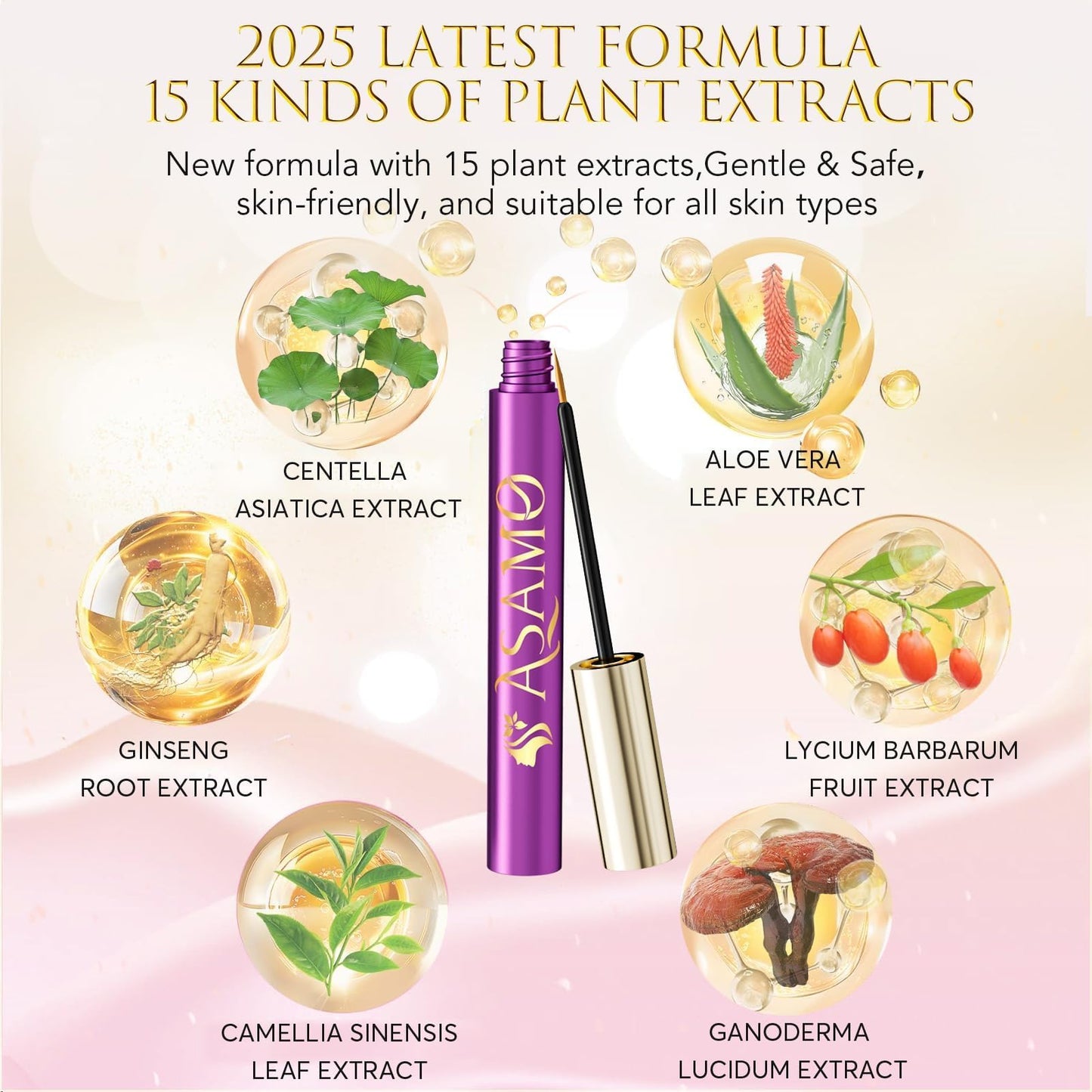 Eyelash Growth Serum - Natural Lash Enhancer with 15 Botanical Extracts - Advanced Lash Formula for Longer, Thicker, Fuller Looking Lashes - Oil-Free, Hypoallergenic & Gentle - 3ml