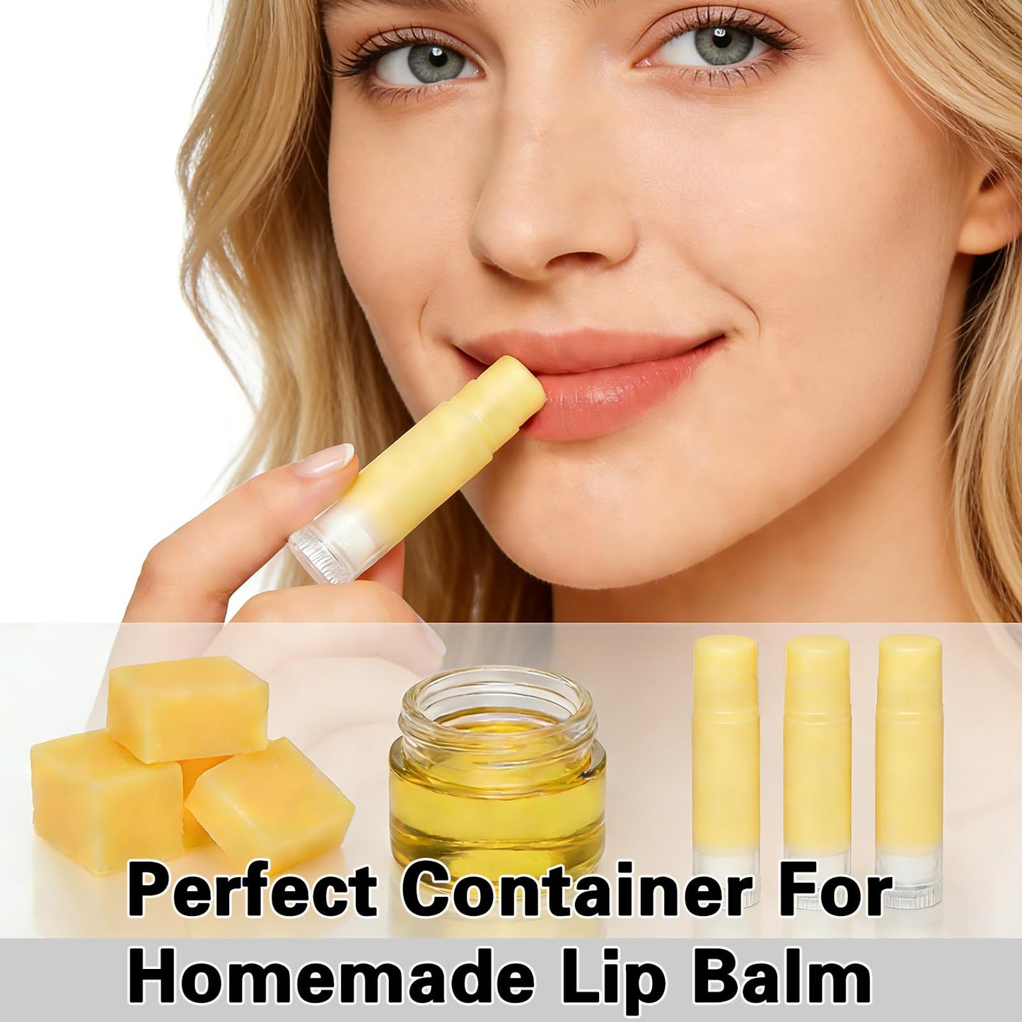 100-Pack Empty Refillable Lipstick Tubes, 0.15oz(5.5 ML) Capacity, Twist-Up Base for DIY Cosmetics, Lip Balm, Solid Perfume, Salve Projects (5 Colors CAP-100P)