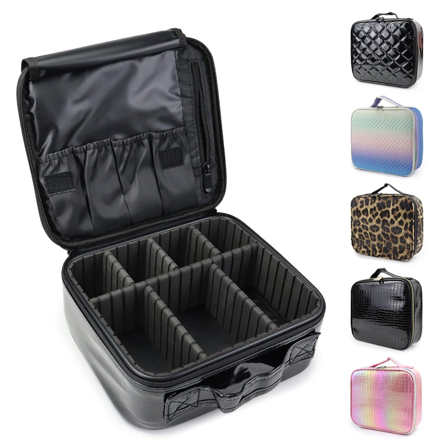 MORMID Travel Makeup Train Case Cosmetic Case Organizer Portable Artist Storage Bag with Adjustable Dividers for Cosmetics Makeup Brushes Toiletry Jewelry Digital Accessories (Black)