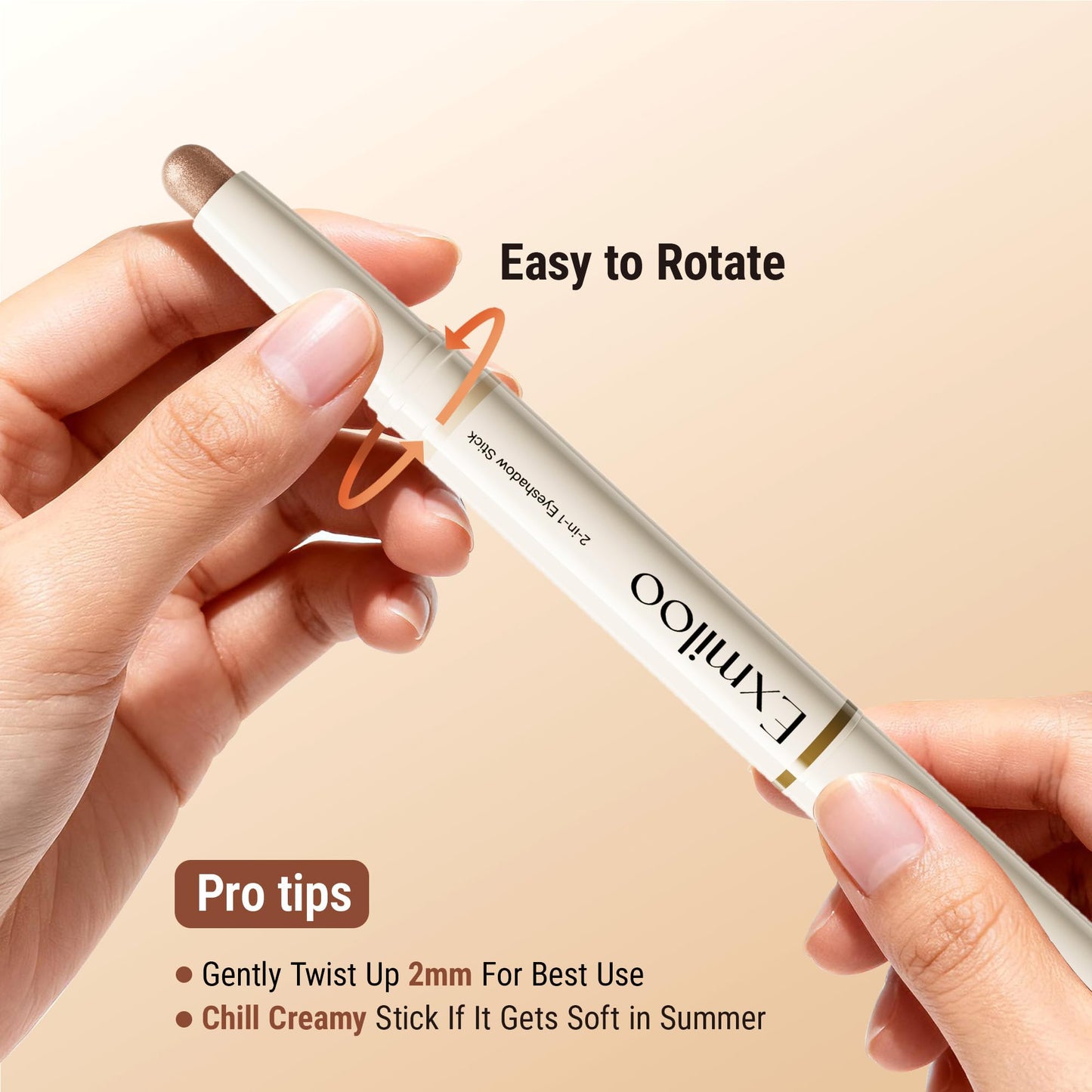Exmiloo 2PCS Dual-Ended Cream Eyeshadow Stick Set - 4 Shades with Shimmer & Matte Finish - Blendable Eye Shadow Sticks for Easy Everyday & Smoky Looks, Waterproof, Vegan & Cruelty-Free