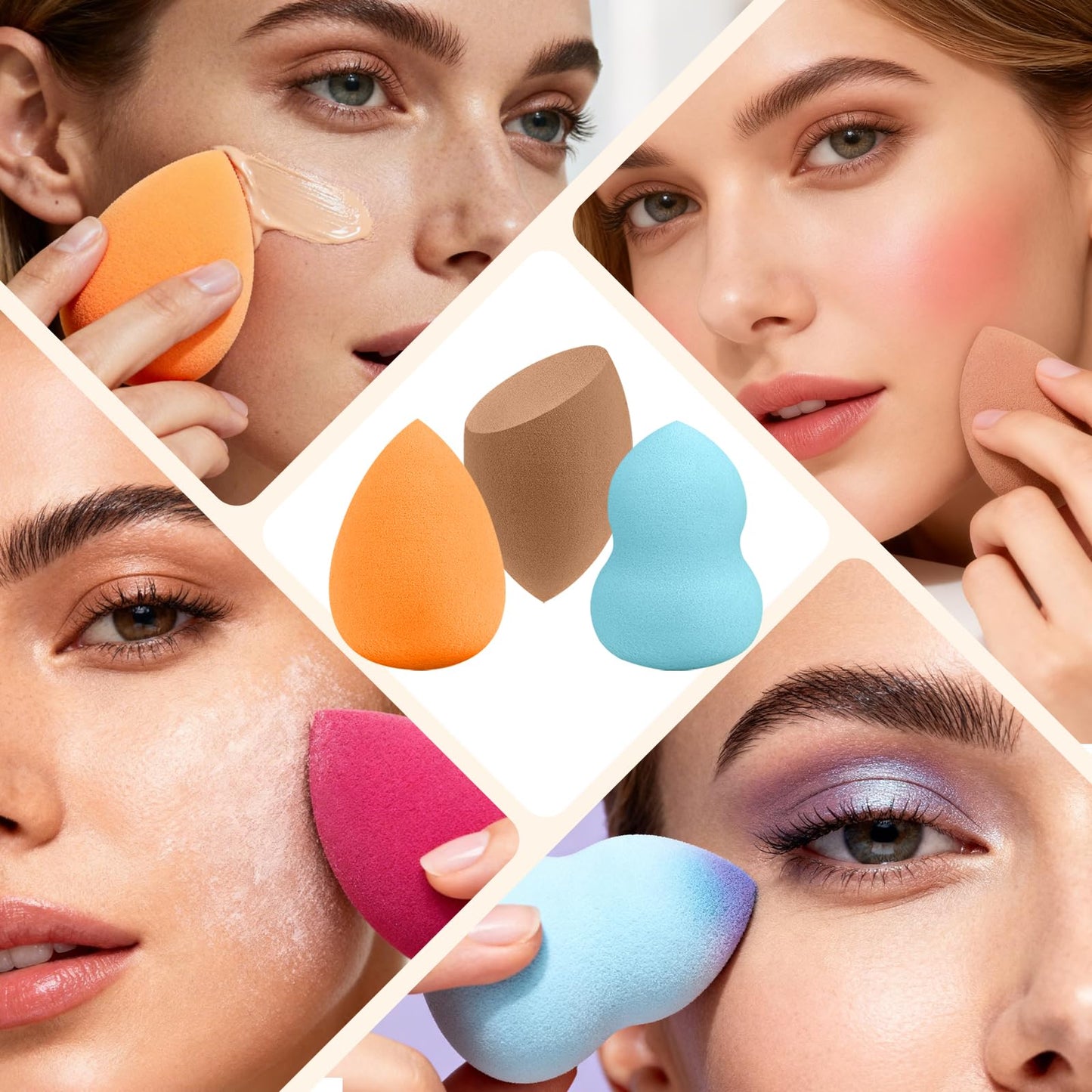 30 Pcs Multicolor Makeup Sponge Set - Latex-Free, Soft & Reusable Beauty Makeup Sponge for Wet/Dry Use Blending Powder Puff for Foundation & Concealer Washable Makeup Sponges