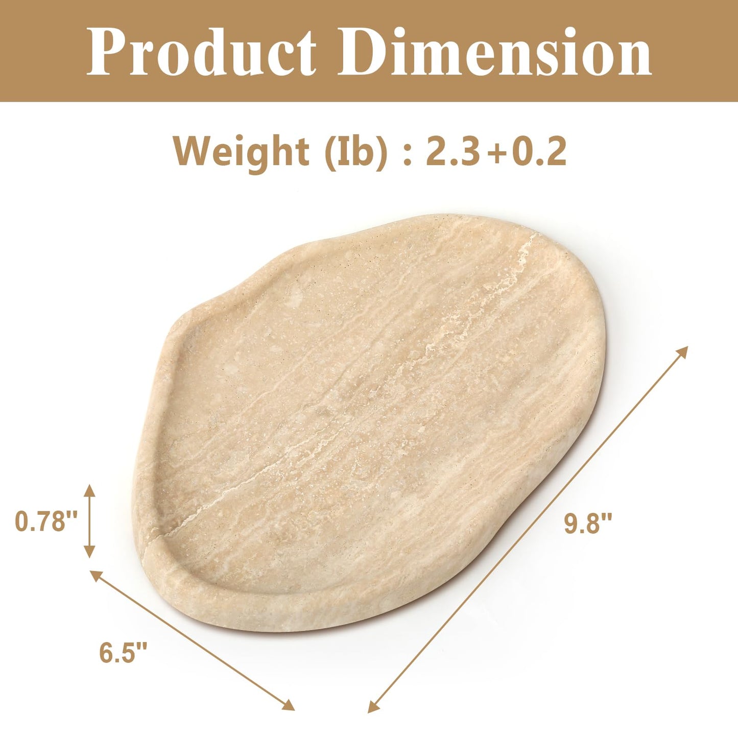 Moujings Natural Travertine Vanity Tray - Decorative Stone Marble Tray for Bathroom Countertop, Elegant Organizer for Home Decor, Jewelry, Candle, Makeup, Kitchen and Dresser Decor