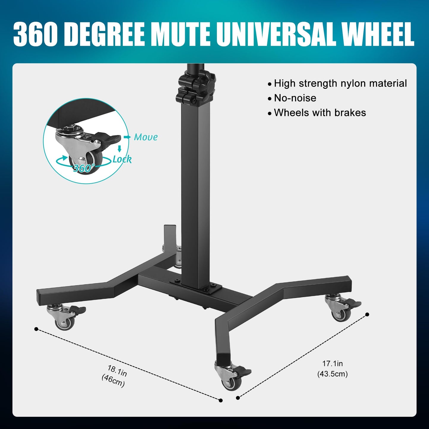 Poarmeey Adjustable Rolling Tattoo Tray Cart Stainless Steel Trolley