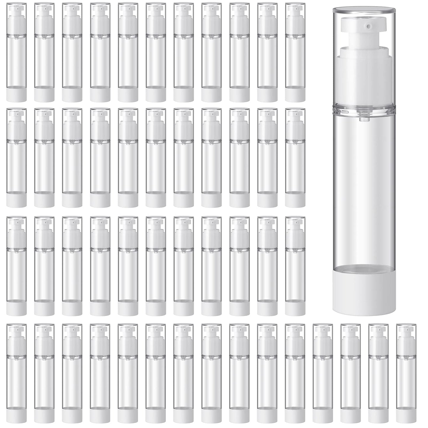 Sabary 60 Pcs Clear Airless Pump Bottles Refillable Cosmetic Travel Size Dispenser Vacuum Plastic Travel Bottles Empty Lotion Pump Dispenser Liquid Toiletry Container(1.7 oz)