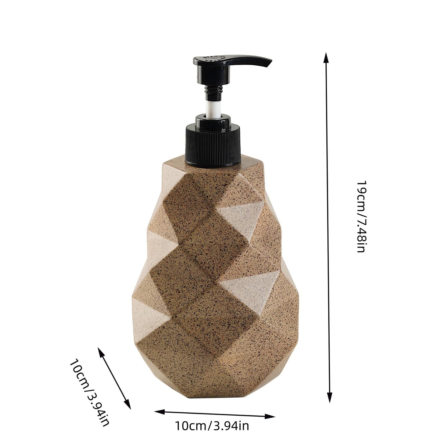 Geometric Resin Soap Dispenser, Refillable Hand Soap Pump Bottle for Bathroom & Kitchen, Modern Stone-Look Lotion Dispenser, 10 oz（300ml） Decorative Countertop Soap Dispenser