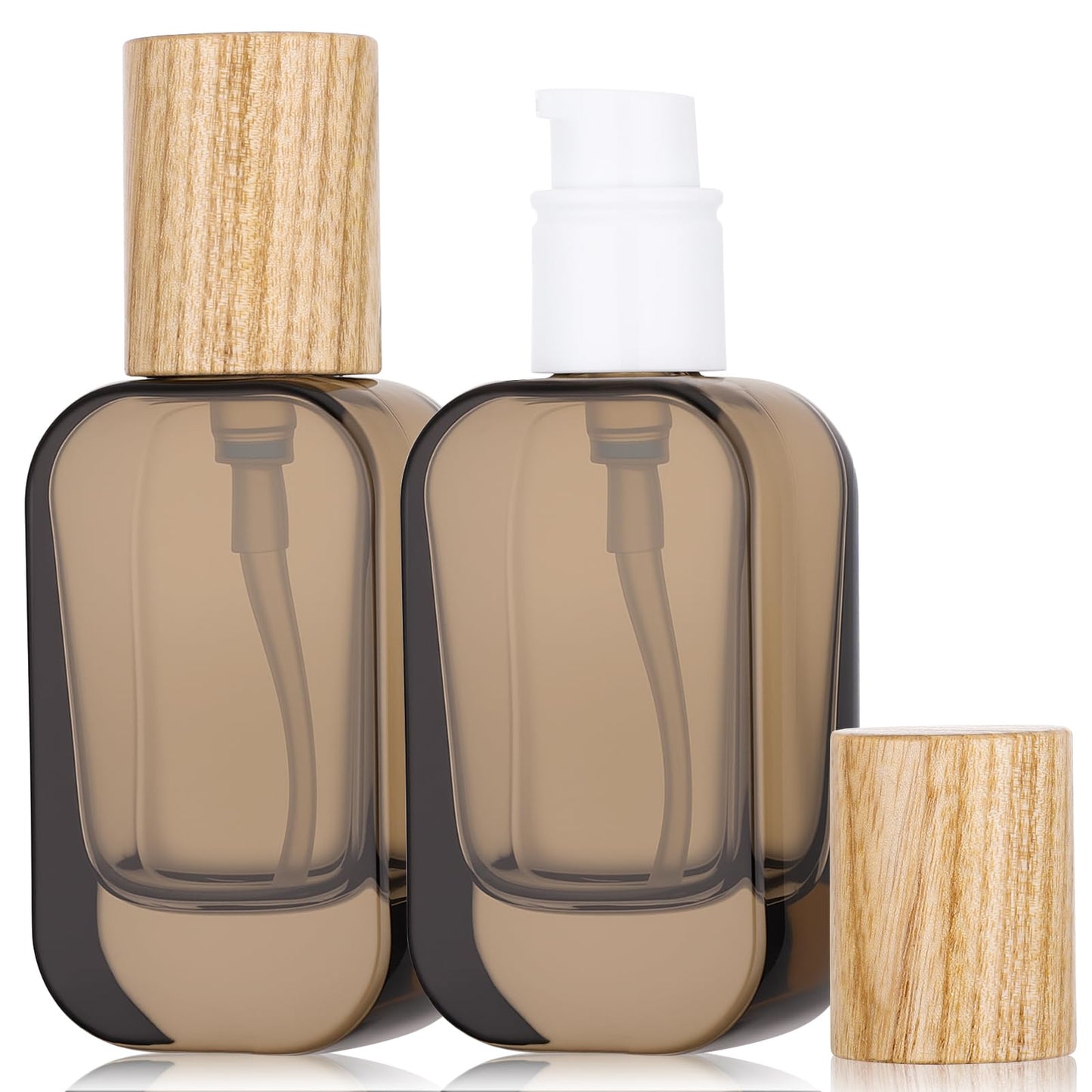 Segbeauty 1oz Glass Pump Bottle Dispenser Empty for Moisturizer, 2pcs Mini Travel Bottles Refillable, 30ml Glass Travel Containers for Cream Foundation Oils, Black Small Lotion Bottle with Pump