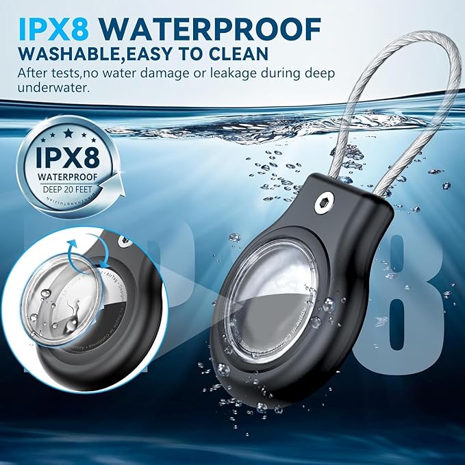 Waterproof Airtag Holder,4 Pack Airtag Case with Secure Lock,Airtags Keychain for Apple Air tags,Anti-Lost Protective Case Air tag Accessories for GPS Tracker Luggage,Key,Pet-Black/Black/Green/Green