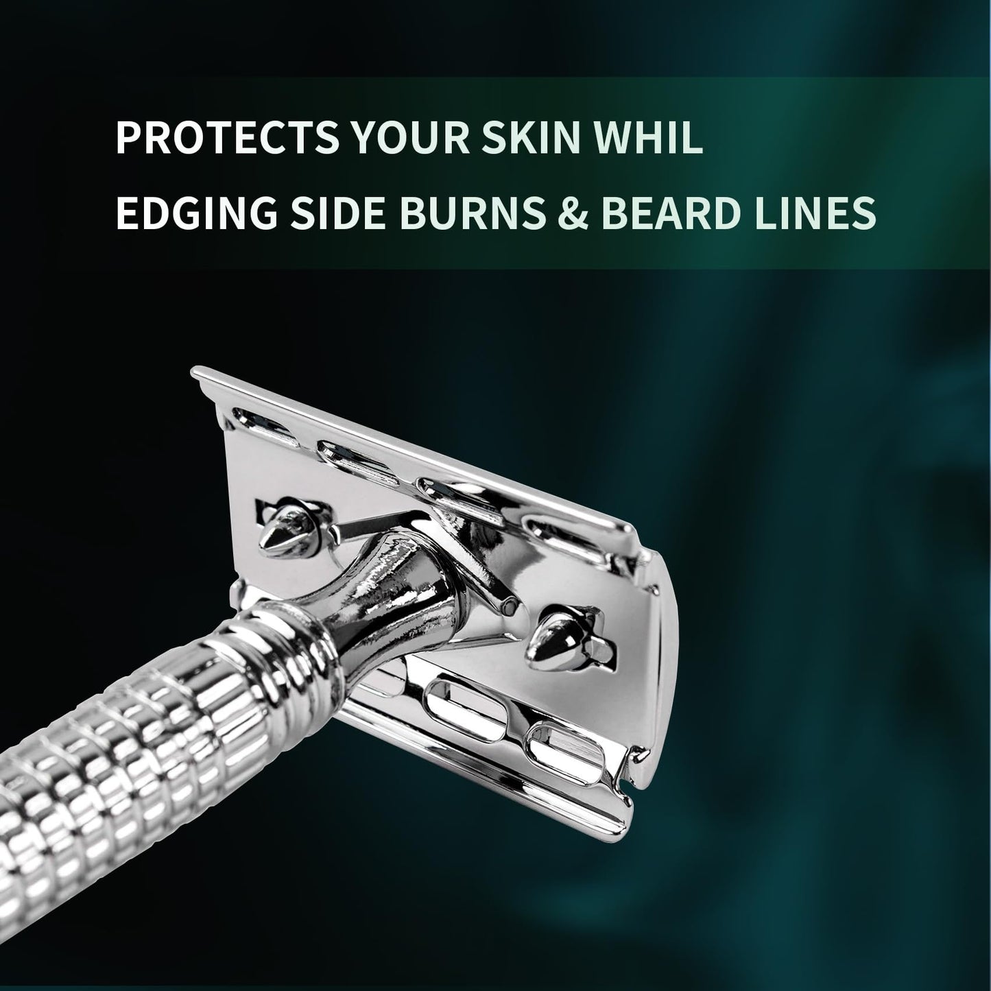 Safety Razor for Men and Women, Reusable Metal Razors, with 10 Platinum Safety Razor Blades, Face Razors for Men Shaving, Sustainable Hair removal and shaving cleaning tools, Metallic Silver