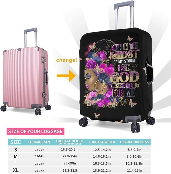 Travel Suitcase Protector Light skin african american Elastic Protective Washable Luggage Cover With Concealed Zipper Suitable For 18-32 Inch (XL (for 29--32 inch luggage))