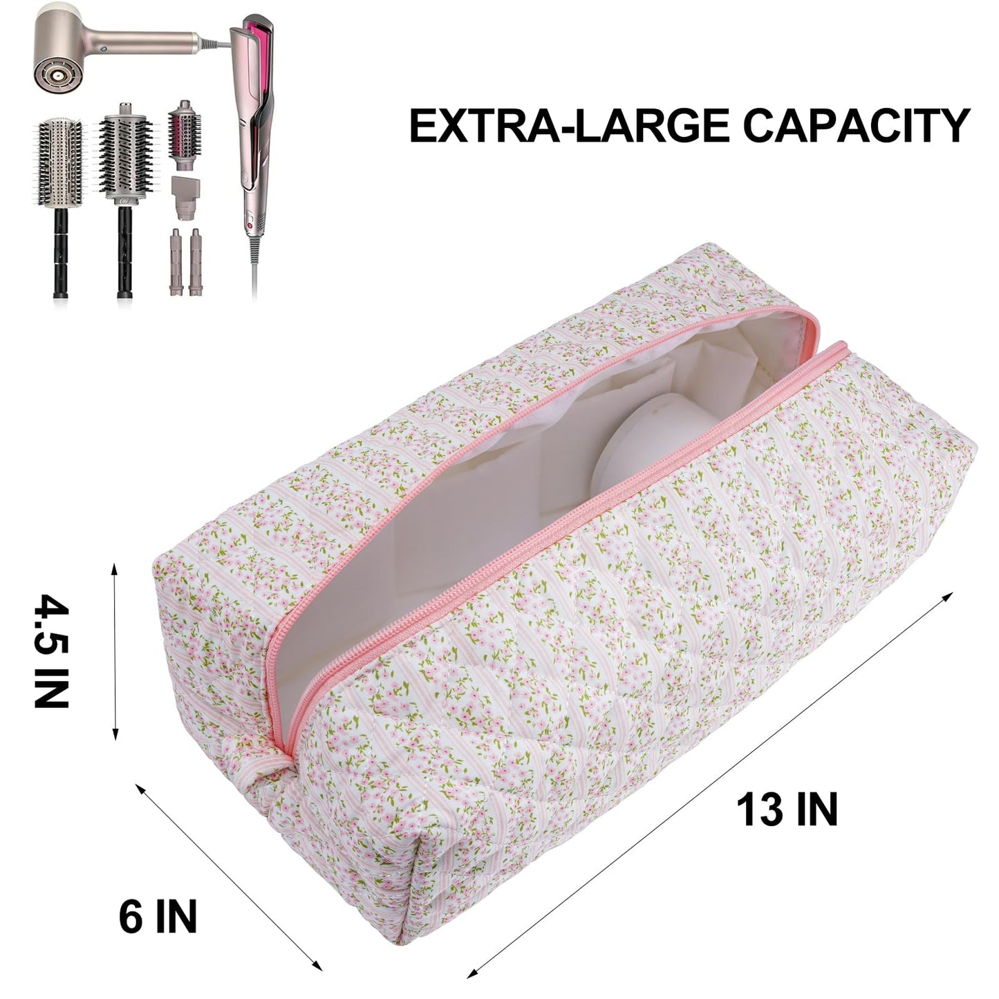 idoltimes Hair Tools Travel Bag, Quilted Hair Tools Organizer Compatible with Dyson Airwrap Styler