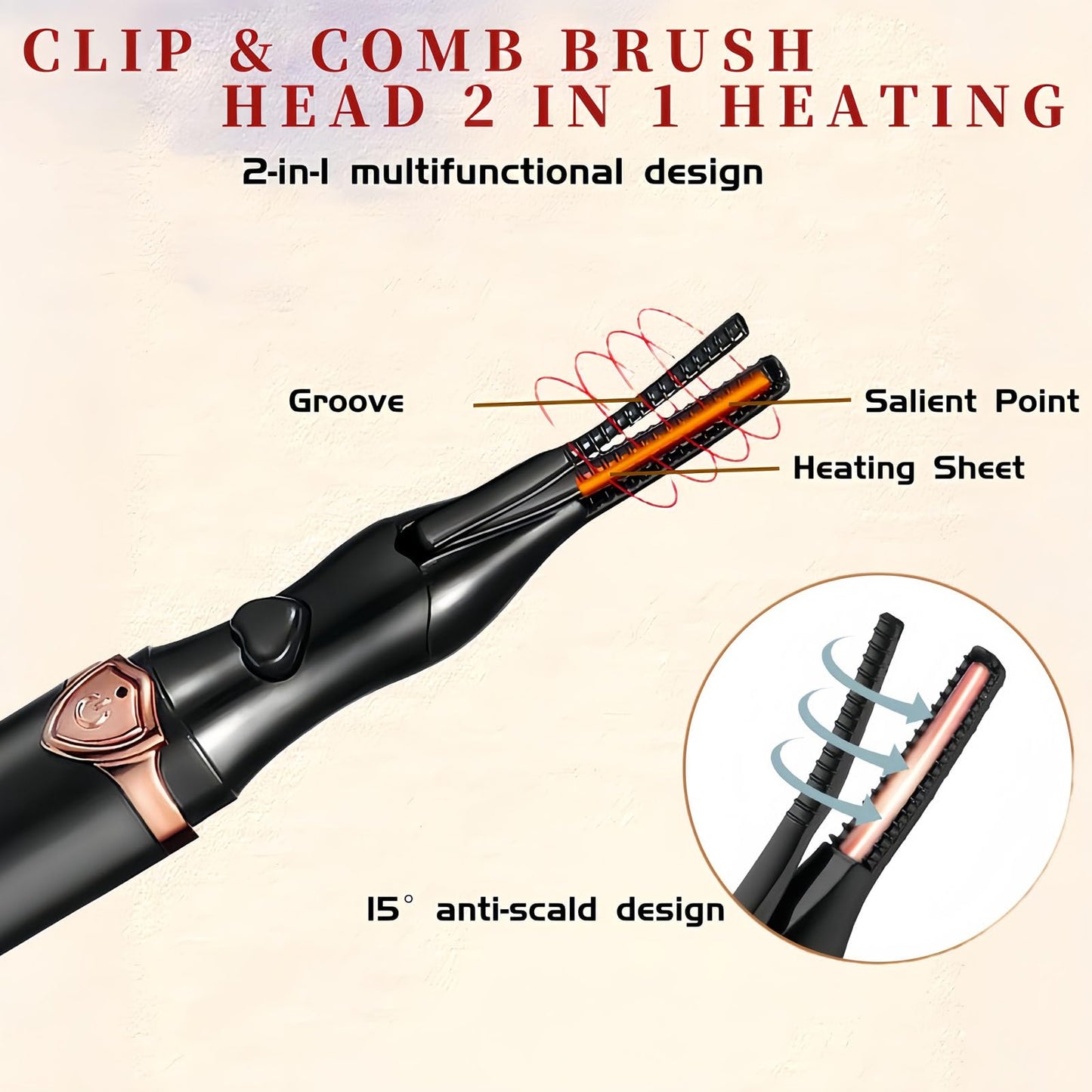 Heated Eyelash Curler - 2 in 1 Clip-Type Eyelash Curlers - Electric Eyelash Curler Rechargeable for 24H Long Lasting, 3 Heating Modes, 8S Fast Heating, Makeup Tool Gifts for Women Girls, Black