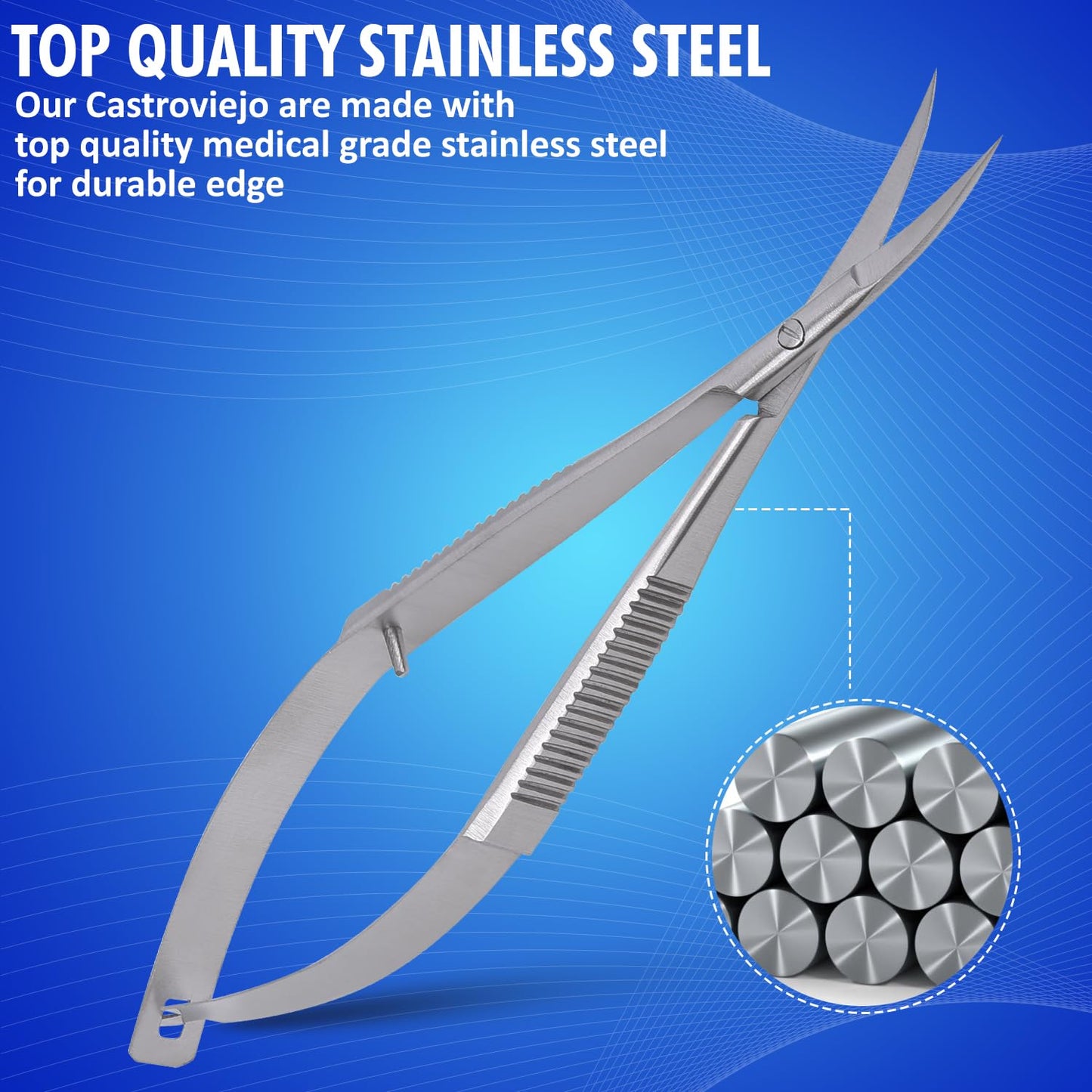 Medxpress Set of 3 Micro Scissors 4.5” Curved Embroidery Scissor Stainless Steel Trimming for Eyebrows and Eyelashes Extra Sharp Grooming Scissors Spring Action Sewing Arts & Crafts Squeeze scissors.