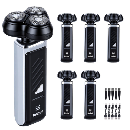 5-Pack Electric Rotary Shavers for Men 3D Floating Head Rotary Razor USB-C Rechargeable Easy Clean Magnetic Head Ideal Gift for Dad Husband Travel Razor for Men Stocking Stuffers