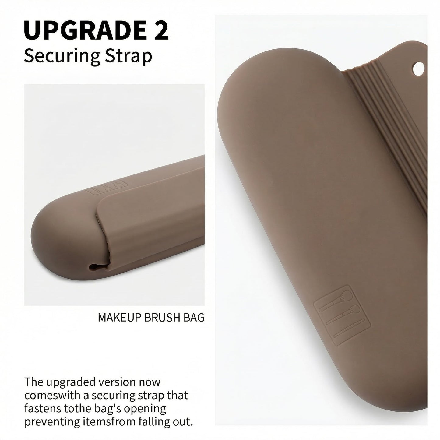 AGIKET Silicone Makeup Brush Holder Travel Cosmetic Bag：Soft Portable Cosmetic Face Brushes Holder with Upgrade Anti-Fall Out Magnetic Closure, Large Travel Makeup Brush Case - Coffea
