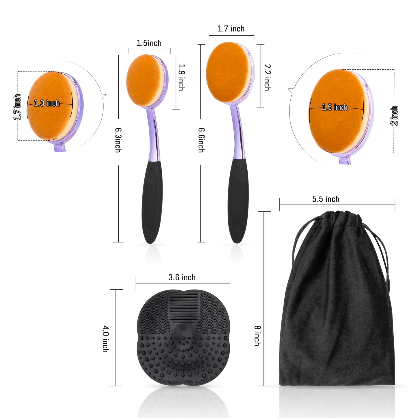 Sunscreen Brush Set - Sunblock Applicator for Kids, Adults, Child-Safe for Face and Body, Sun Lotion Applicator Sun Cream Brush with Cleaning Mat Travel Size (2 Pack) (Purple)