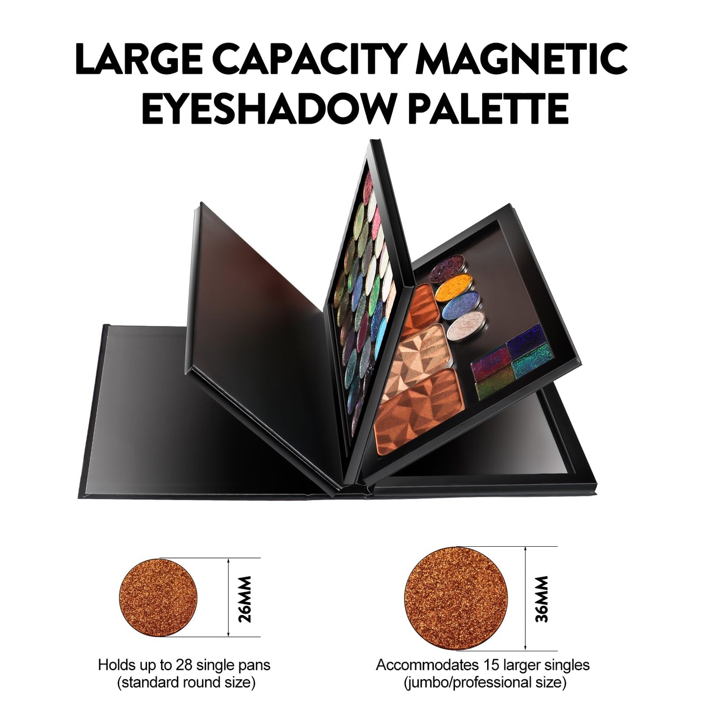 SZDYM Strong 4 Layers Empty Magnetic Palette Book Palette+1pcs Makeup Depotting Spatula+50pcs Round Metal Stickers+50pcs Square Metal Stickers