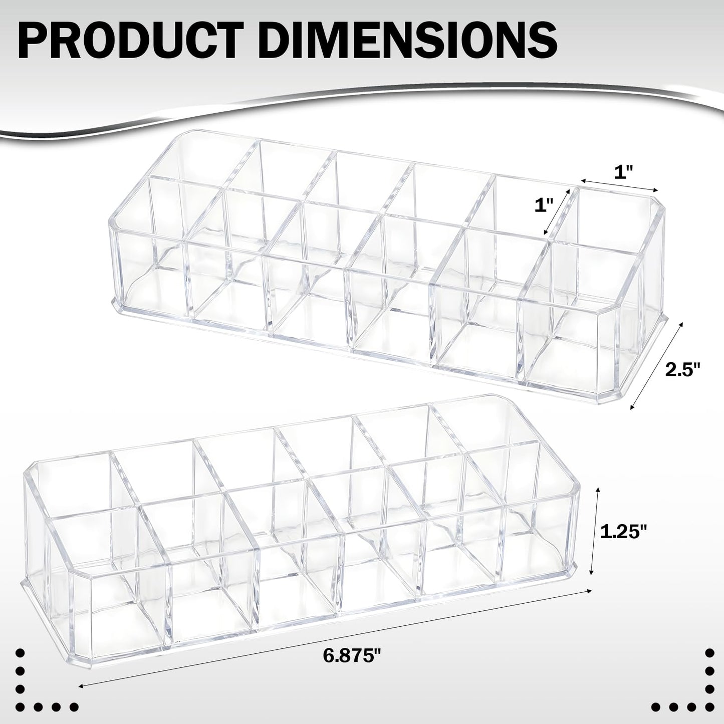 JOUTYFOR 4-Pack 12-Slot Acrylic Lipstick Organizer, Lipstick Holder, Lip Gloss Organizer, Cosmetic Storage Display, Perfect Storage Solution for Drawer, Vanity, Bathroom, and More