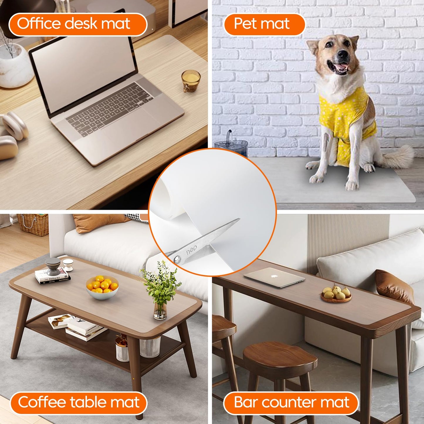Large Silicone Mat for Kitchen Counter, 20" x 80" Cuttable Heat Resistant Mats for Countertop, Suitable for Dining Tables, Desks, Buffet Cabinet, etc. Skin-Friendly Material, Translucent
