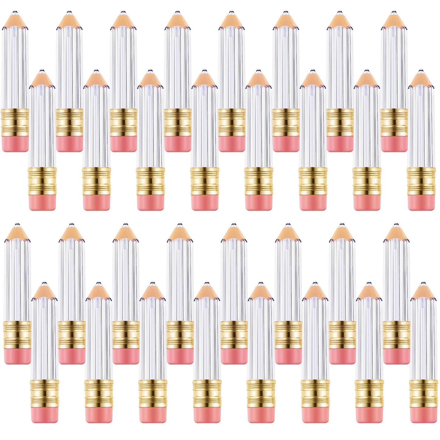 Blulu 24 Pcs Pencil Lip Gloss Tubes Bulk, 5 ml Empty Lip Gloss Containers, Cute Refillable Lips Balm Tubes for Graduation Party Favors, End of School Year, Back to School Teacher Appreciation Gifts