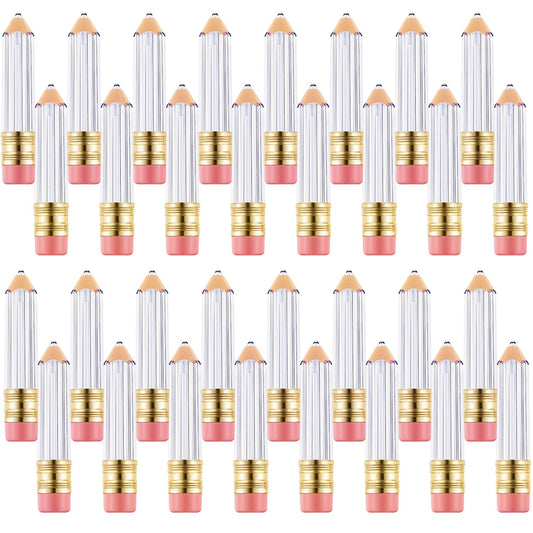 Blulu 24 Pcs Pencil Lip Gloss Tubes Bulk, 5 ml Empty Lip Gloss Containers, Cute Refillable Lips Balm Tubes for Graduation Party Favors, End of School Year, Back to School Teacher Appreciation Gifts