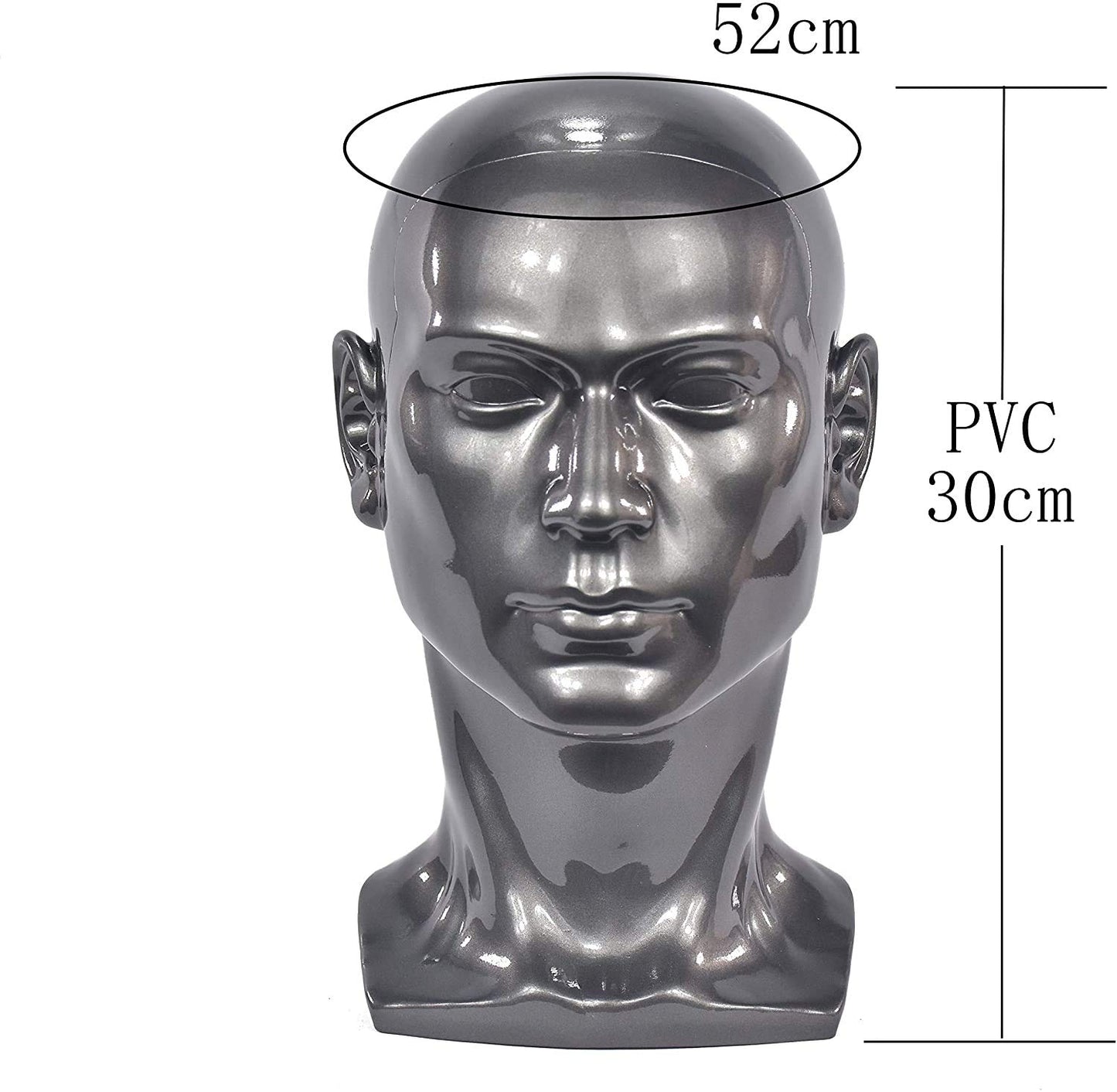 Ba Sha PVC Mannequin Head Black Male Manikin Dummy Stand Model Display Hat Scarf Wigs Hair Glasses Hat Beauty Styling Tool with Mount Hole L30HH