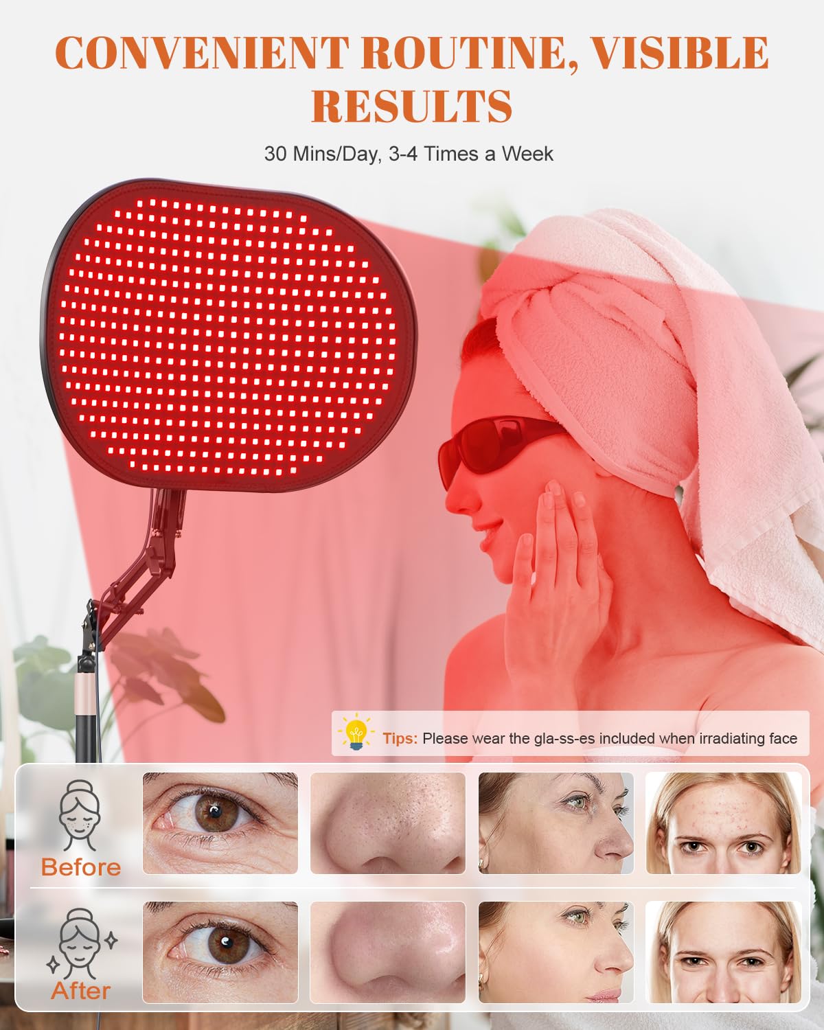 Astarexin Red Light Therapy for Face Body, 2-in-1 Infrared 432 LEDs Light Therapy with 660nm & 850nm Near Redlight Device Large Panel with Wireless Remote Stand Timer