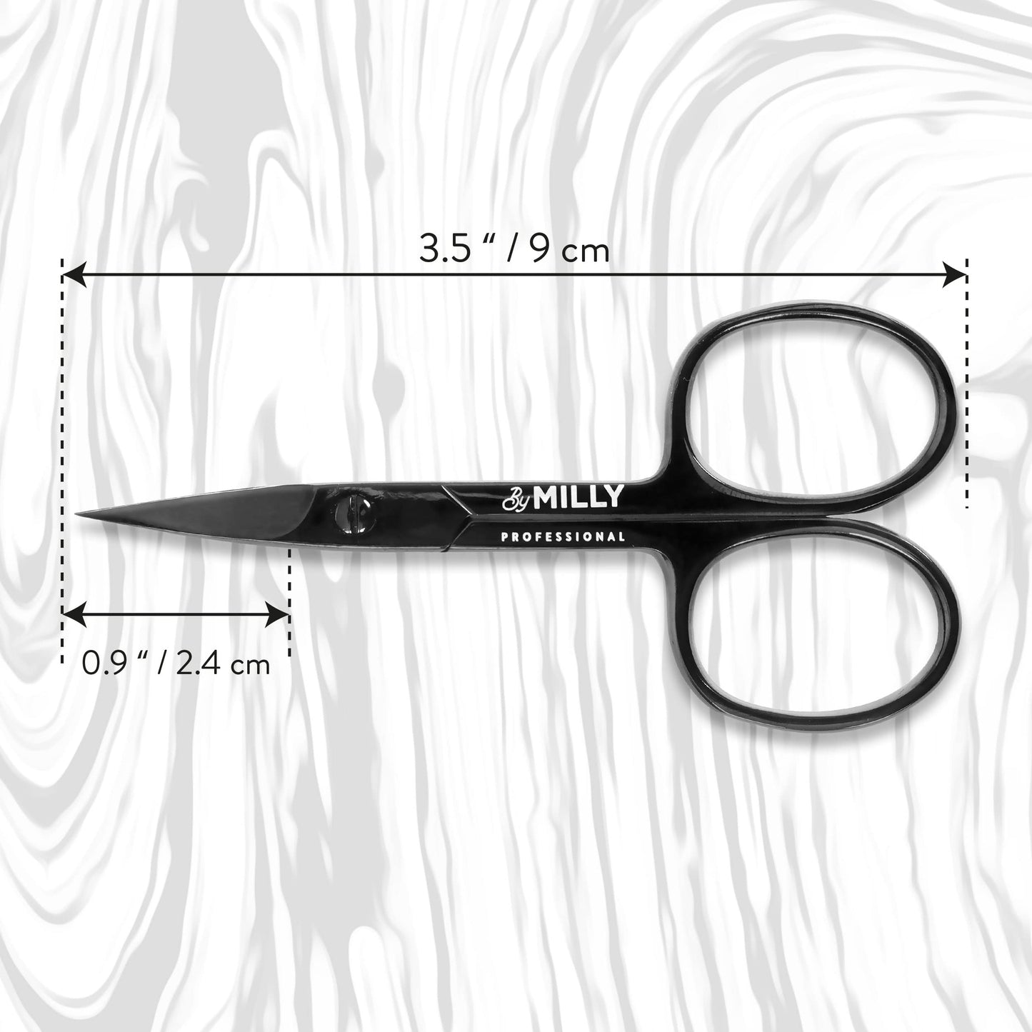 By MILLY Professional Nail Scissors | High Carbon Stainless Steel | Manicure | Razor Sharp Curved Blade for Women - 100% Stainless Steel Beauty Scissors for Nails (Black)