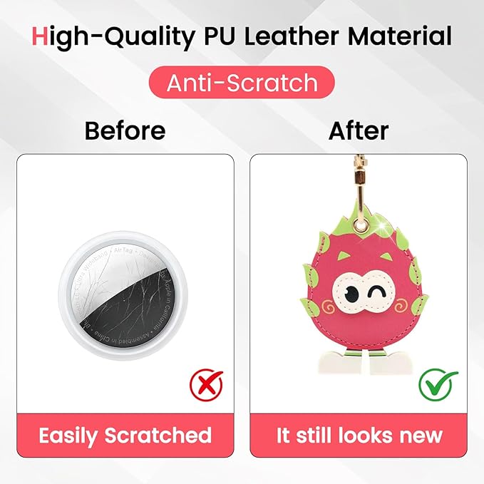 MC Fashion PU Leather Keychain Holder Case Compatible with AirTag, Cute Animal Cone GPS Tracker Case Charm Key Ring (Piggy Cone)