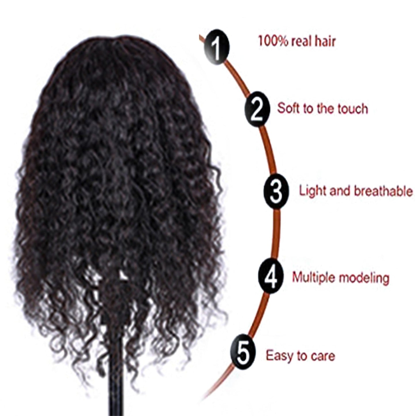16 Inch 100% Real Hair Mannequin Head Training Head Cosmetology Manikin Doll Head For Hairdresser Practice Braiding Hair styling with Free Clamp Holder
