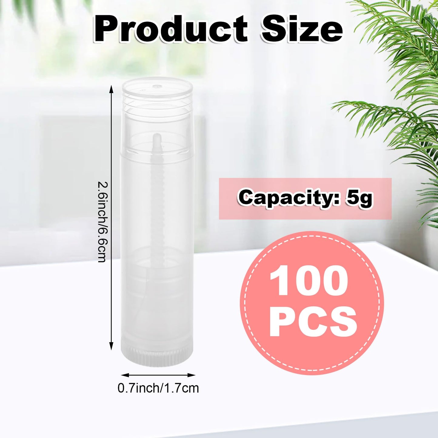 GBACHOOSE 100 Pack Empty Lip Balm Tubes, 5g/5ml Clear Chapstick Tubes with Caps, BPA-Free Twist-Up Lip Balm Containers for DIY Lip Balm Making, Small Business, Gifts and Samples