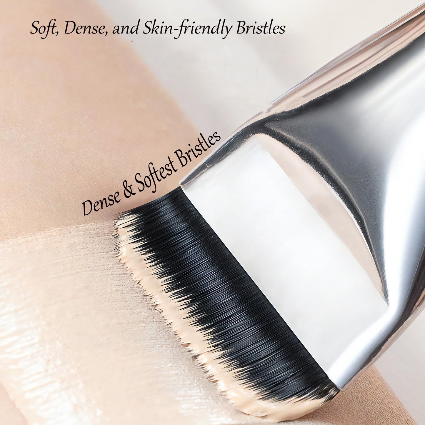 Flat Spatula Foundation Brush Non-Absorbent Ultra-Slim Kabuki Brush Spatula Brush for Foundation Blending Liquid, Cream or Flawless Makeup Application with 2 Puffs