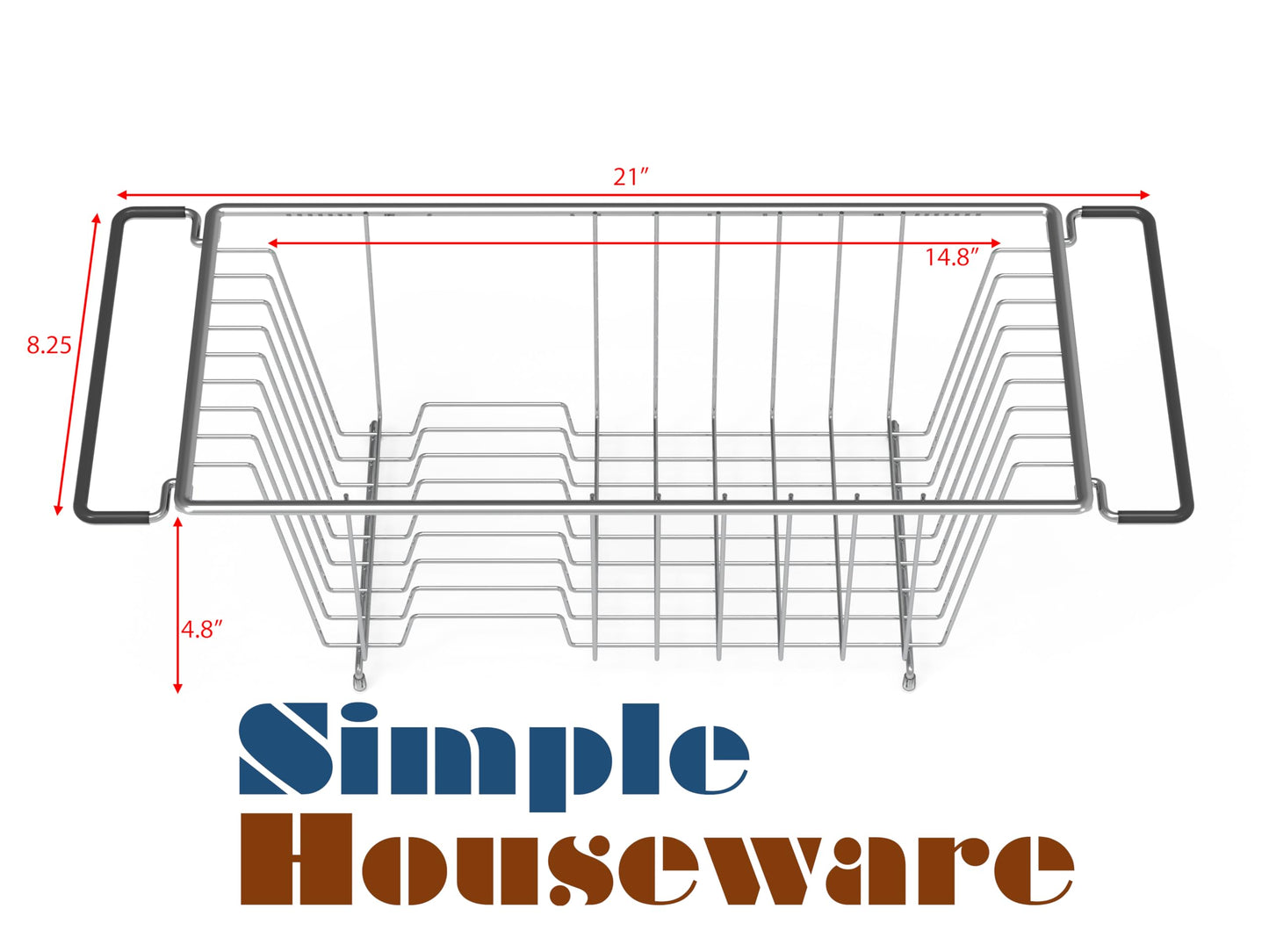 Simple Houseware Over Sink Counter Top Stainless Steel Dish Drainer Drying Rack, Chrome