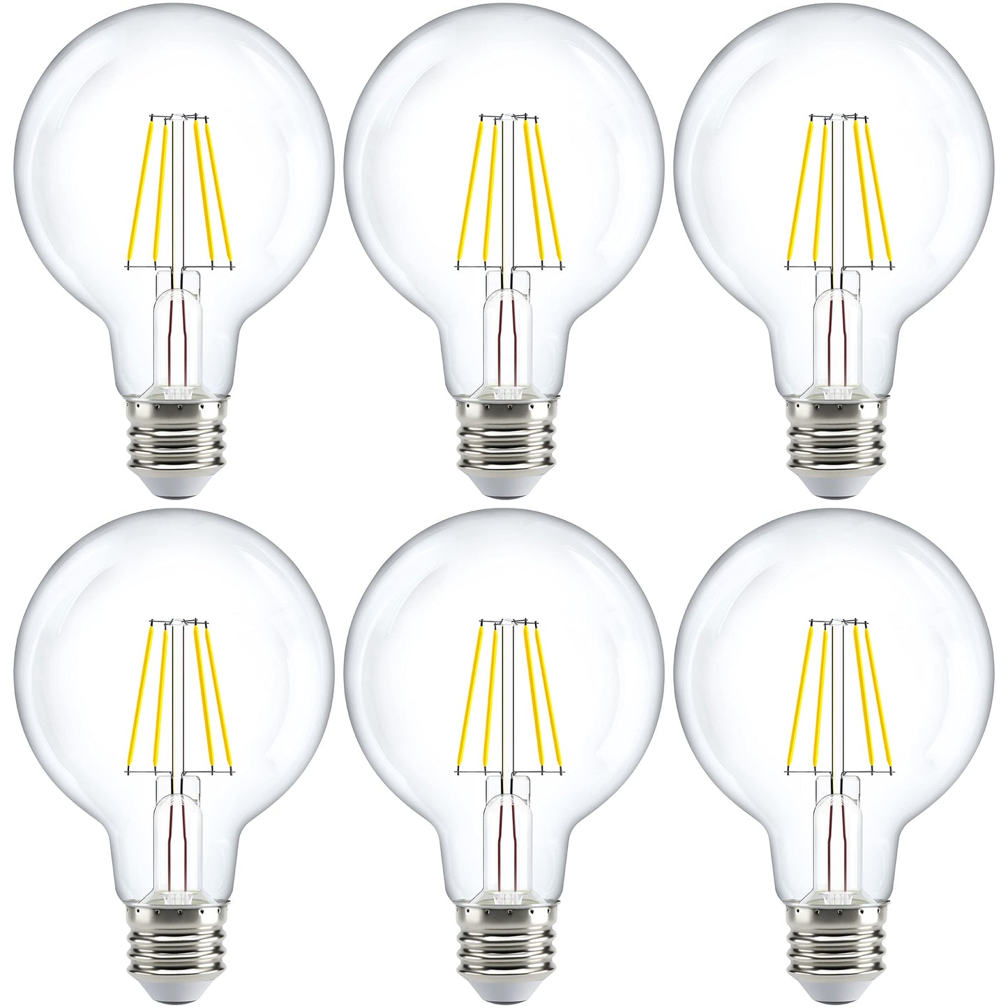 Sunco G25 Globe Light Bulbs LED Edison Vanity Light Bulbs, CRI90, 3000K Warm White, Dimmable, 5W=60W, Clear Vintage Filament Globe, 500 Lumens, E26 Base, Indoor Outdoor, UL