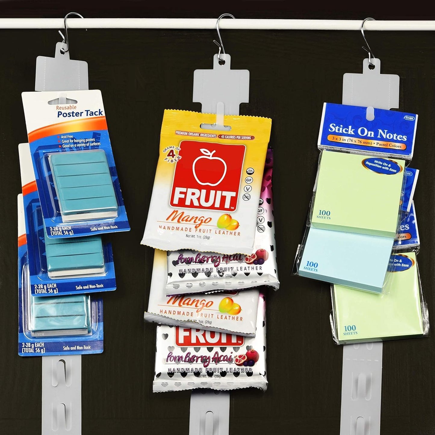 Clip Strip 25 Pack Merchandising Strips & S Hooks, 21" L w/ 12 Hook Positions and Header, Hanging Product Display Bundle