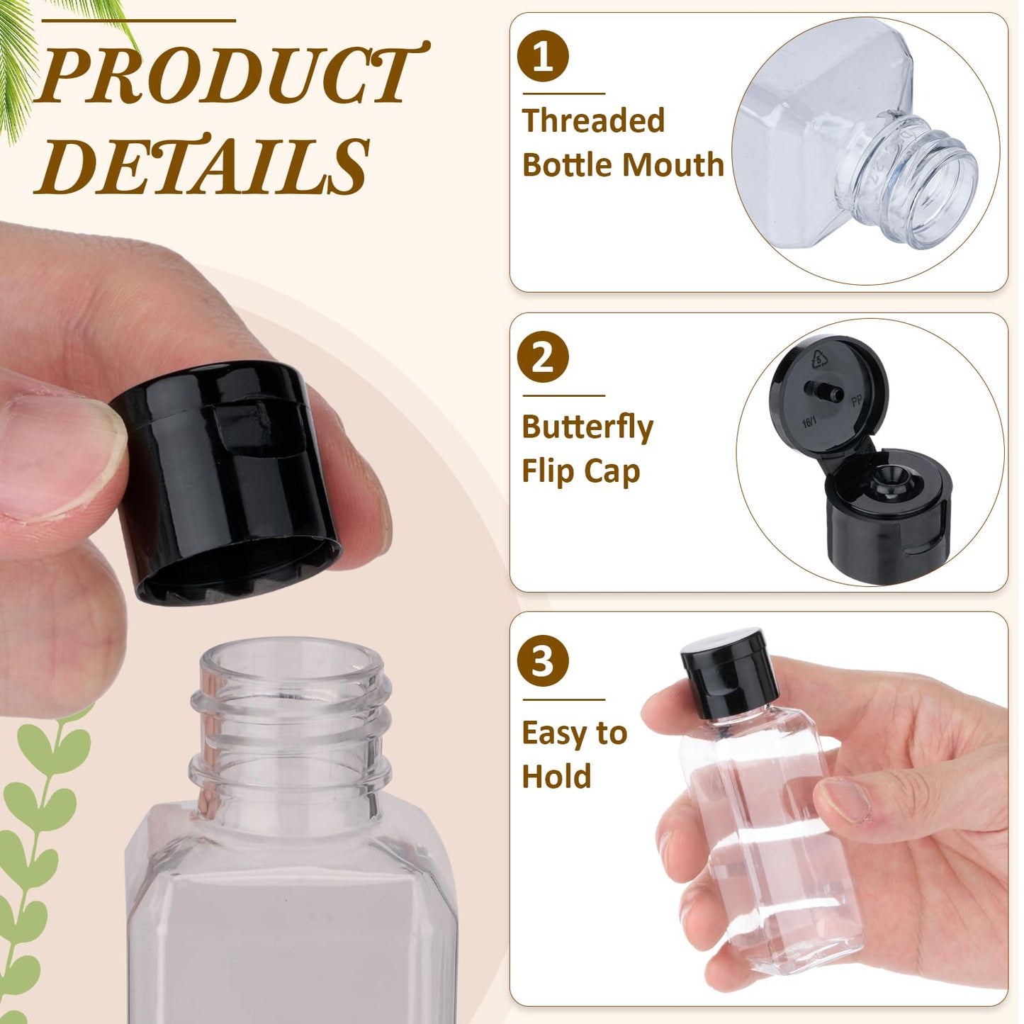 Mimorou 150 Pcs 2oz Travel Bottles Bulk Square Bottle for Toiletries Clear Small Travel Size Bottles Bulk Refillable Empty Containers for Shampoo Lotion Liquid Body Soap Cream Toiletries