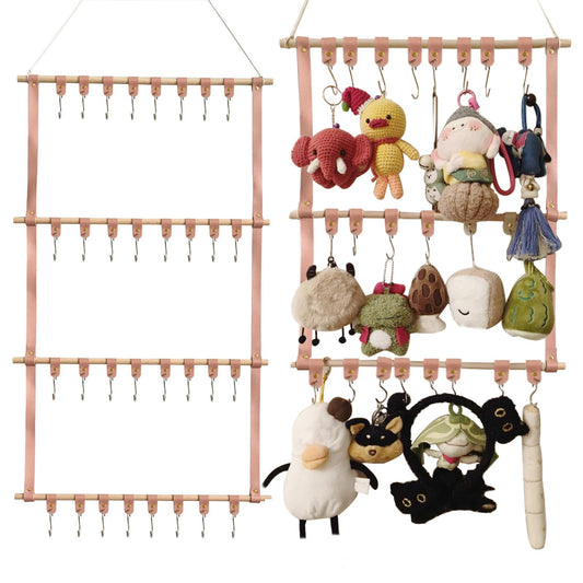 Yushen Hanging Display Storage Shelves Detachable Doll Organizers for Storage Plush Doll Collectors Gifts, Hanging Over the Door Organizer for Bedroom Home (Pink 1pcs)