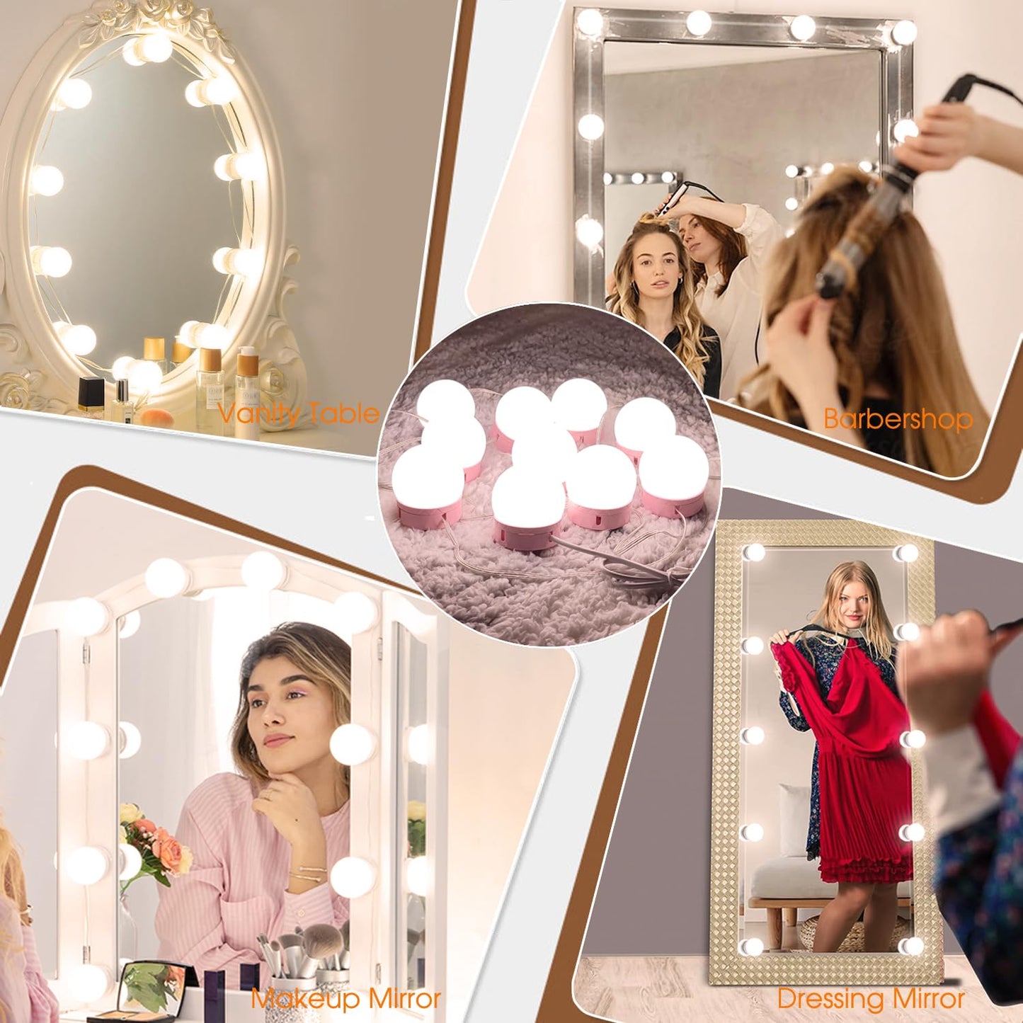 HELOIE Led Vanity Mirror Lights, Vanity Lights for Makeup Dressing Mirror Lighting,10 Dimmable Bulbs,Adjustable Light Color & Brightness,USB Cable