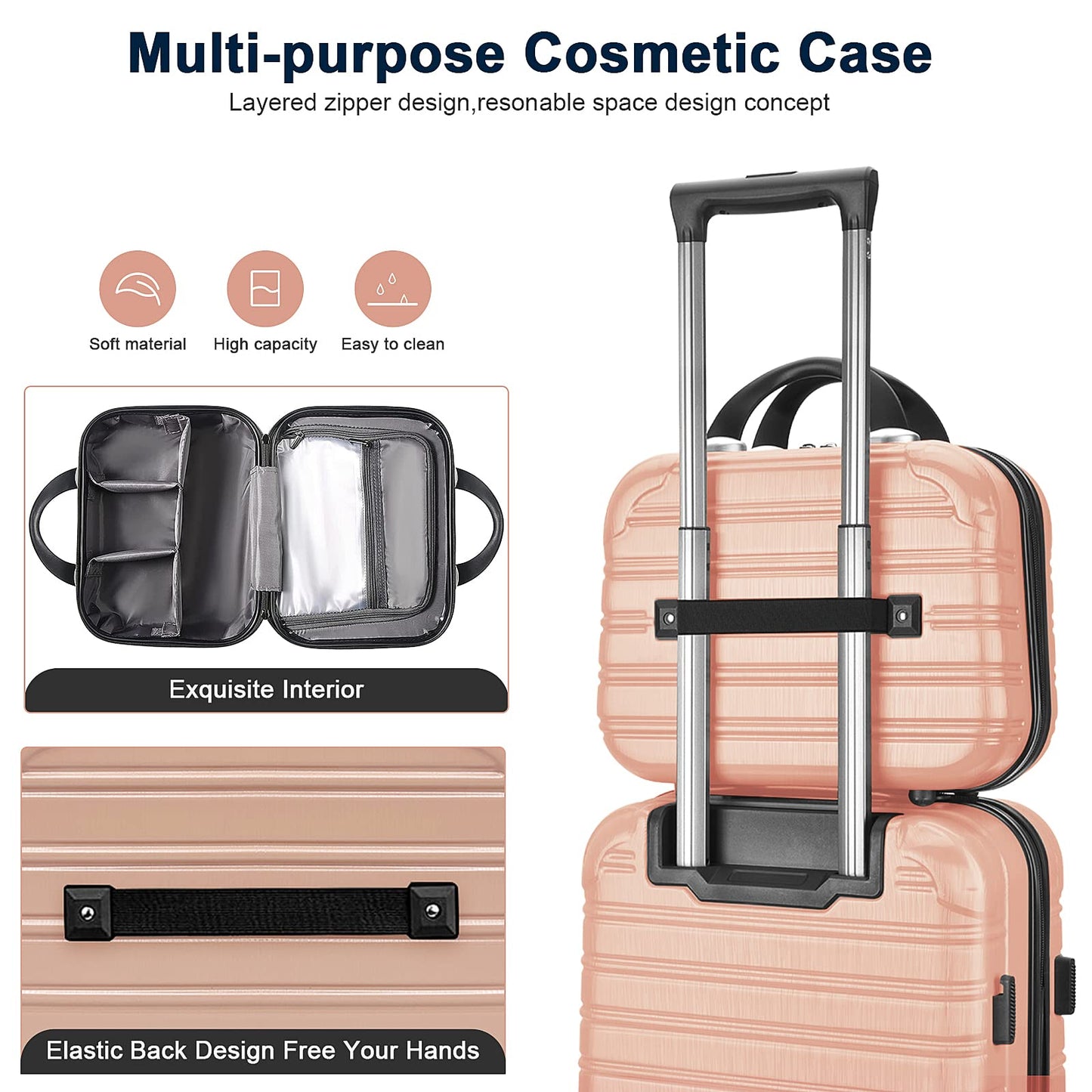 JZRTravel 14 inch Hard Shell Makeup Train Case Portable PC ABS Mini Suitcase for Organizer Cosmetics Makeup Brushes Toiletry
