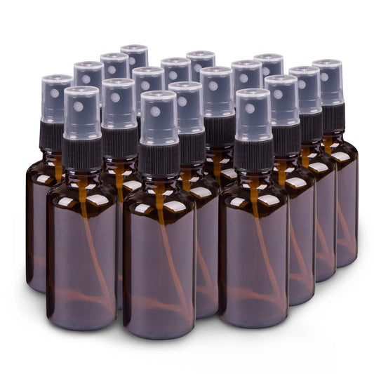 hmaimas Small Amber Glass Spray Bottles For Essential Oils, 2oz Empty Fine Mist Mini Spray Bottles, Set of 18