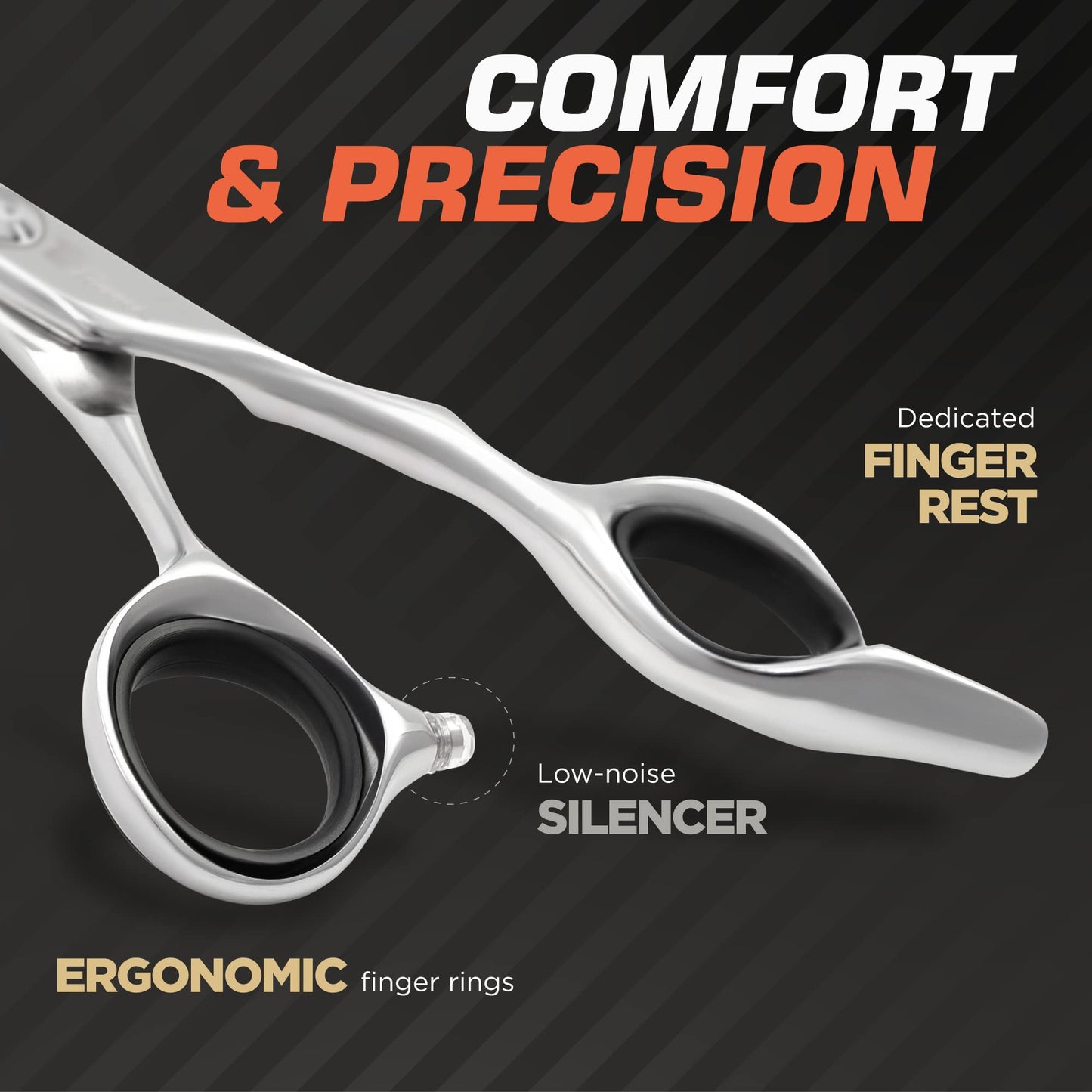 Fagaci Left Handed Professional Thinning Shears 6 Inch with Extremely Sharp Blades, 440C Steel Thinning Scissors, Durable, Smooth Motion & Fine Cut, Hair Scissors with Elegant Sheath