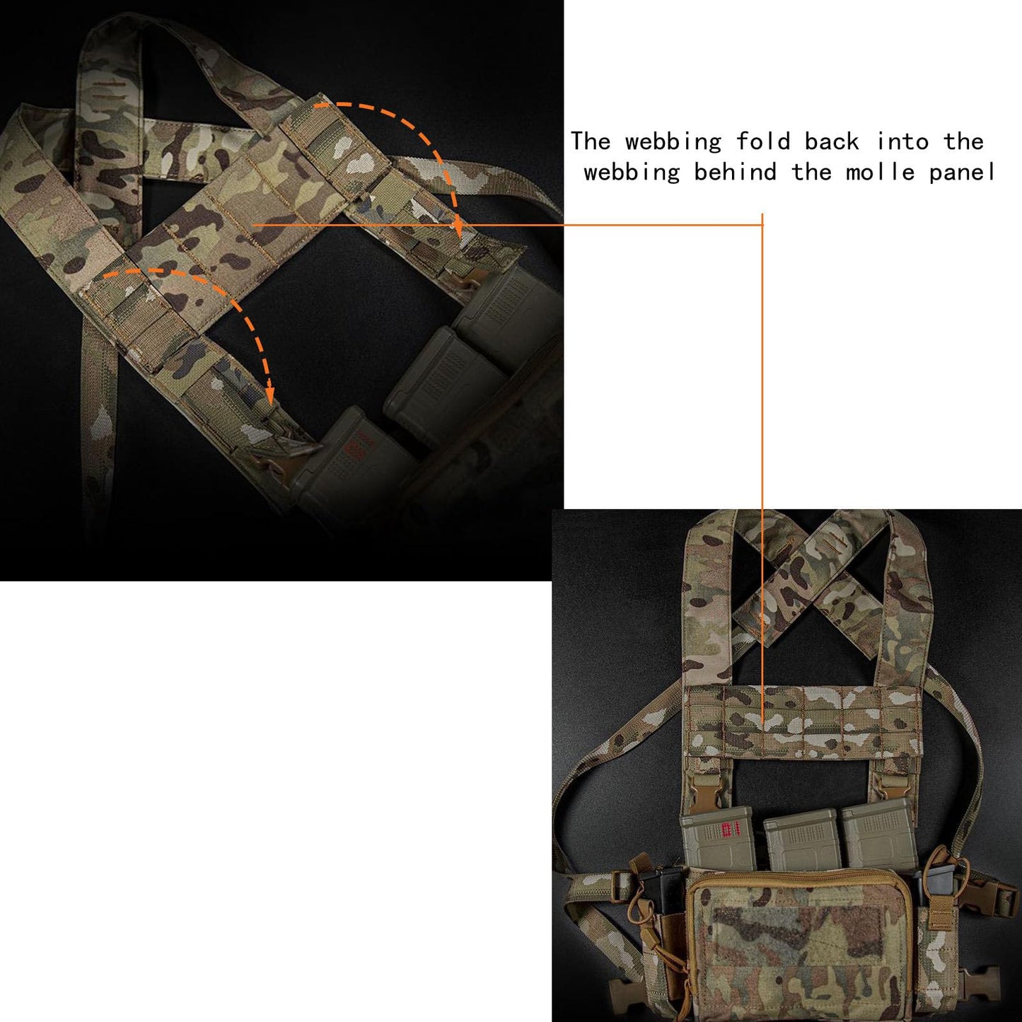 Tactical Phone EUD Bridge MOLLE Panel Front Expansion Carrier Phone Pouch Mount for D3CRM MK4 Tactical Vest (Black)