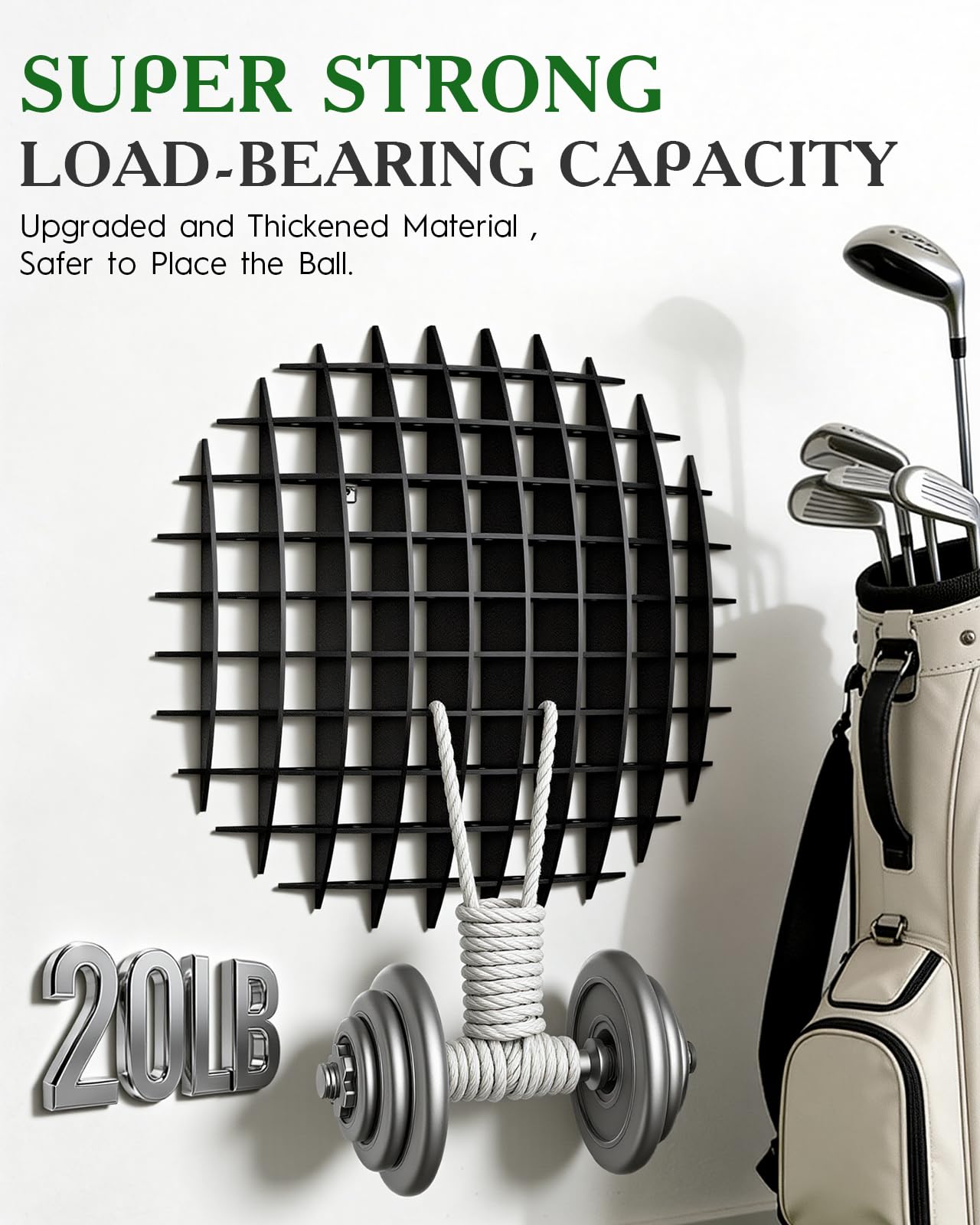 Wall Mount Golf Ball Display Case in the Shape of a Ball, Large Acrylic Golf Ball Holder 78 Autograph Ball Collection Rack, Storage for Golf Balls, Great Golfer's Gift, Black