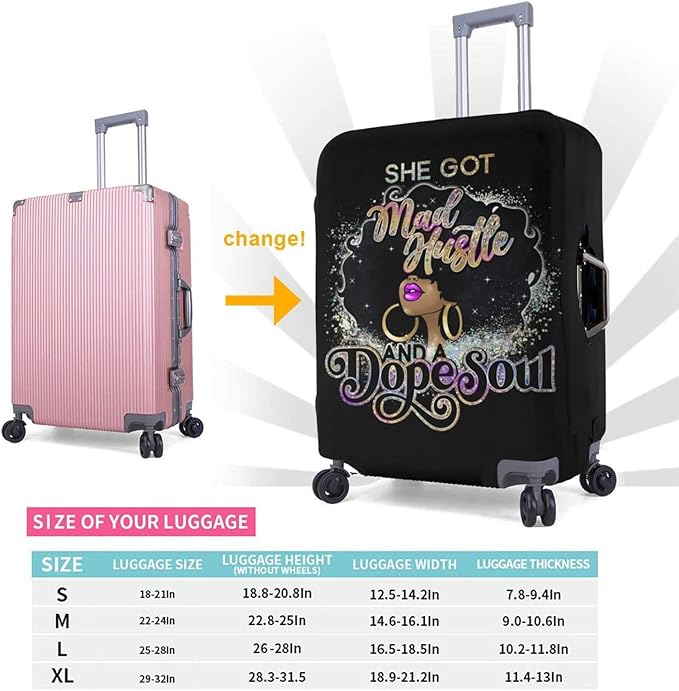 Travel Suitcase Protector African Woman Elastic Protective Washable Luggage Cover With Concealed Zipper Suitable For 18-32 Inch (XL (for 29--32 inch luggage))