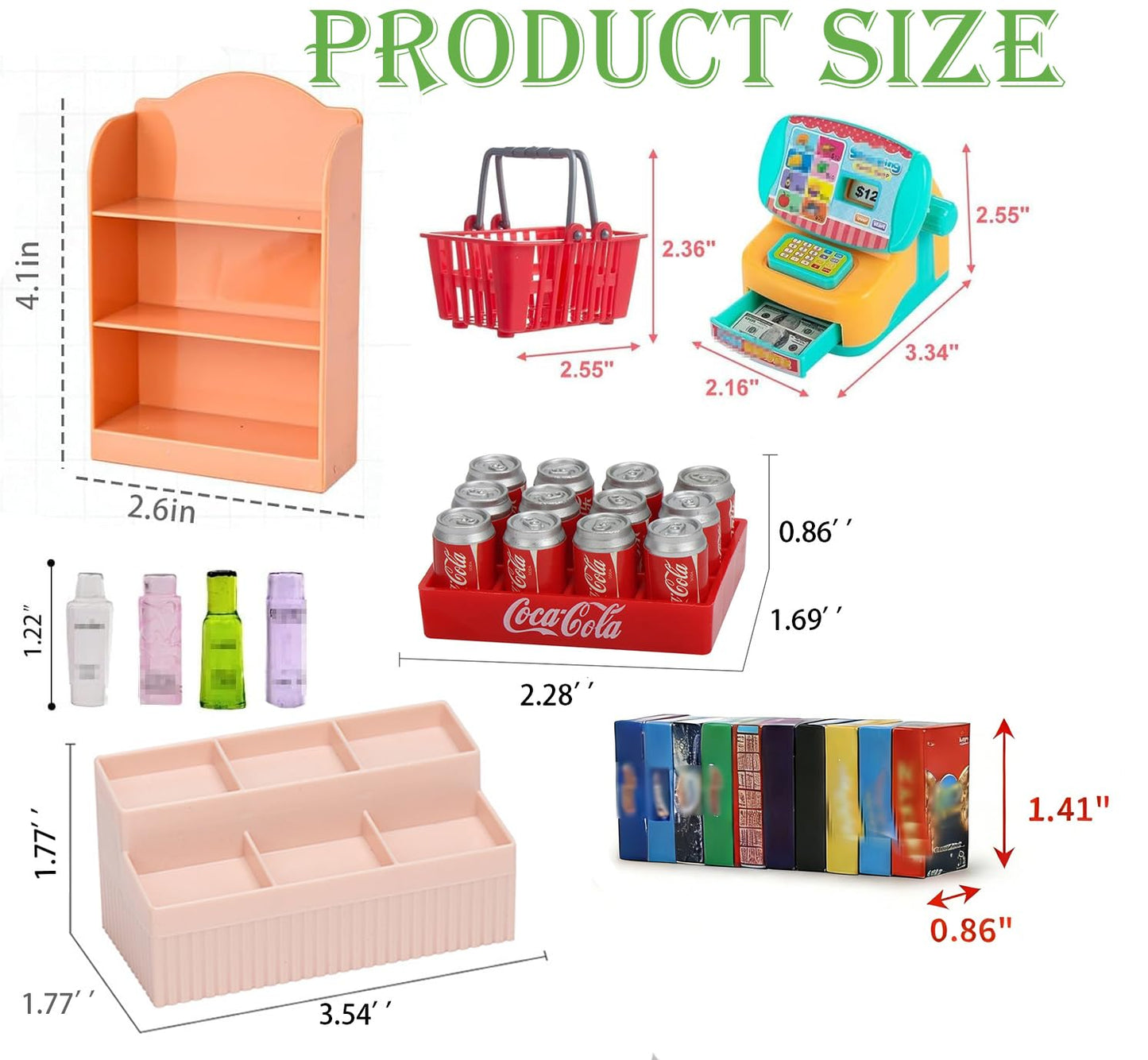151Pcs Miniature Supermarket Shelves Furniture Model Food Drink Fruit Cosmetics Doll House Store Storage Bookshelf Accessories 3 Layers Shelf Display Rack Mini Locker Cash Register Cosplay Game Party
